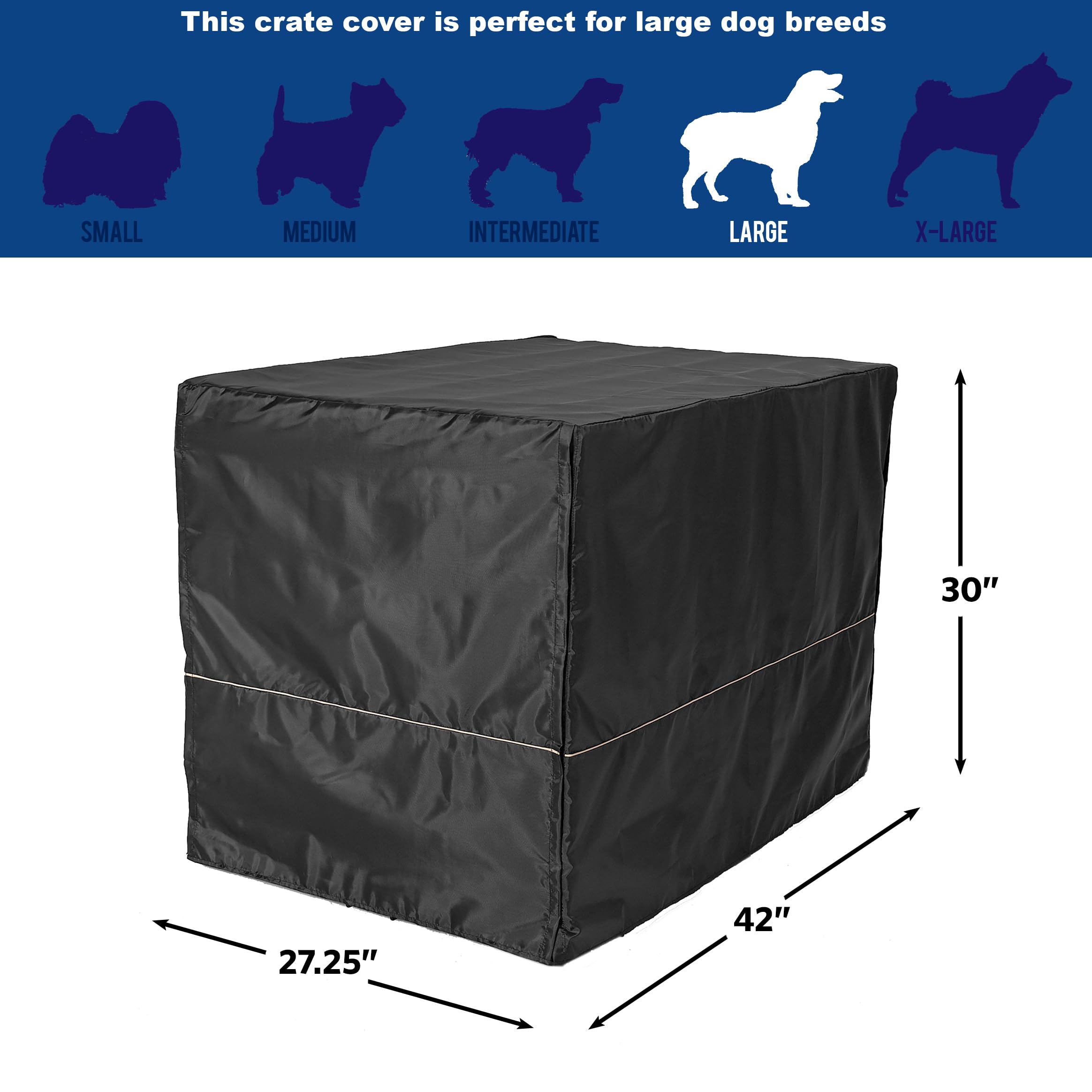 MidWest Homes for Pets Dog Crate Cover - Black 42-Inch Privacy Cover for Midwest Dog Crates | Machine Washable & Dryable | Perfect for Home, Travel & Vet Visits