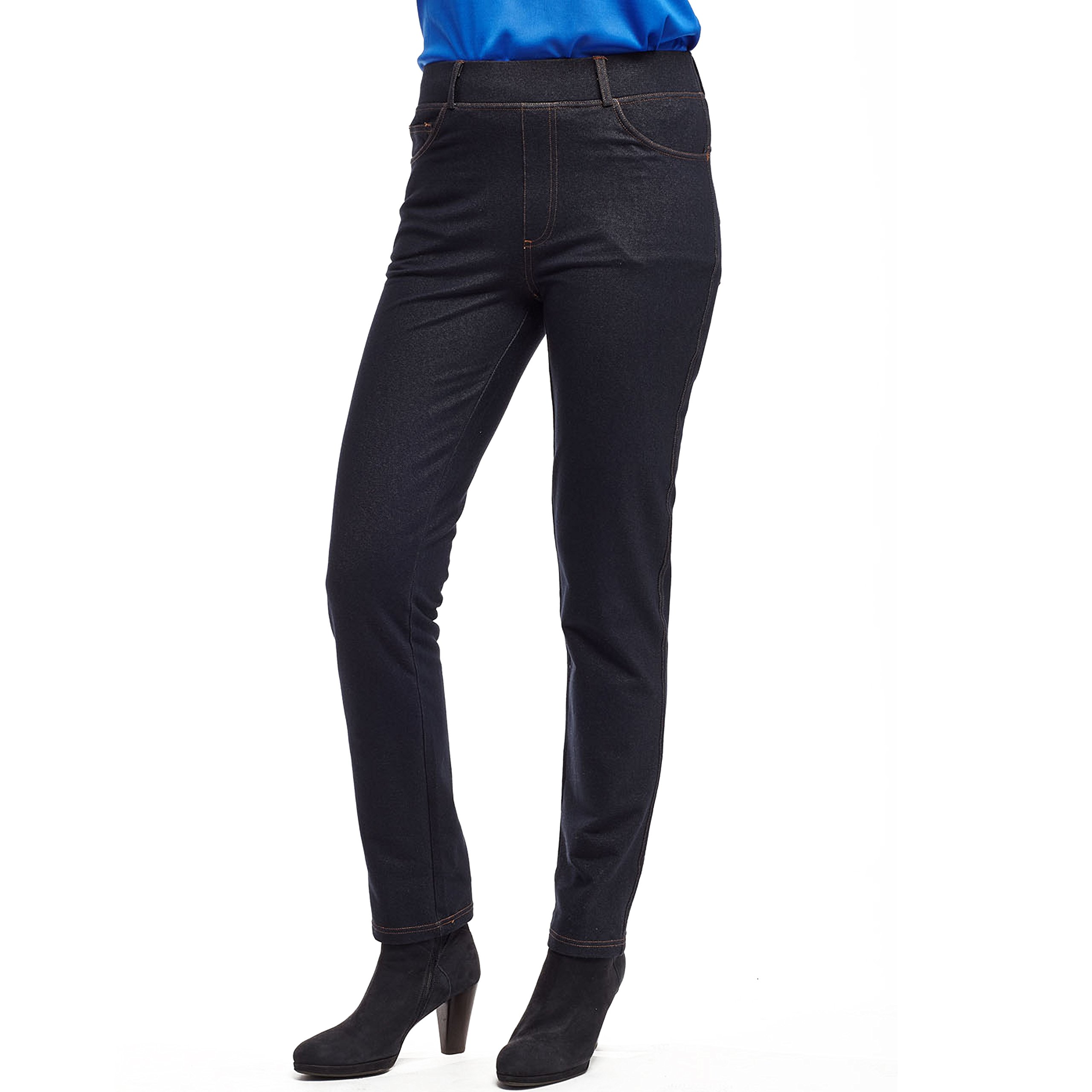 LA CERA Women's Stretch Jeggings - Comfortable High Waisted Skinny Jeans with 5 Pockets, Ankle Length & Elastic Waistband - Plus Size Denim Leggings (Machine Washable) - Perfect for Work, Casual Wear & Travel