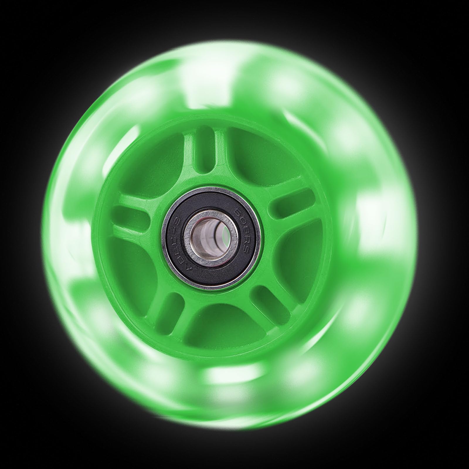 80mm LED Light Up Scooter Wheel - Rear White Flashing Replacement Wheel for Micro Globber Lascoota 3-Wheeled Kids Scooters (Green) | Perfect for Night Riding Safety & Fun Outdoor Activities
