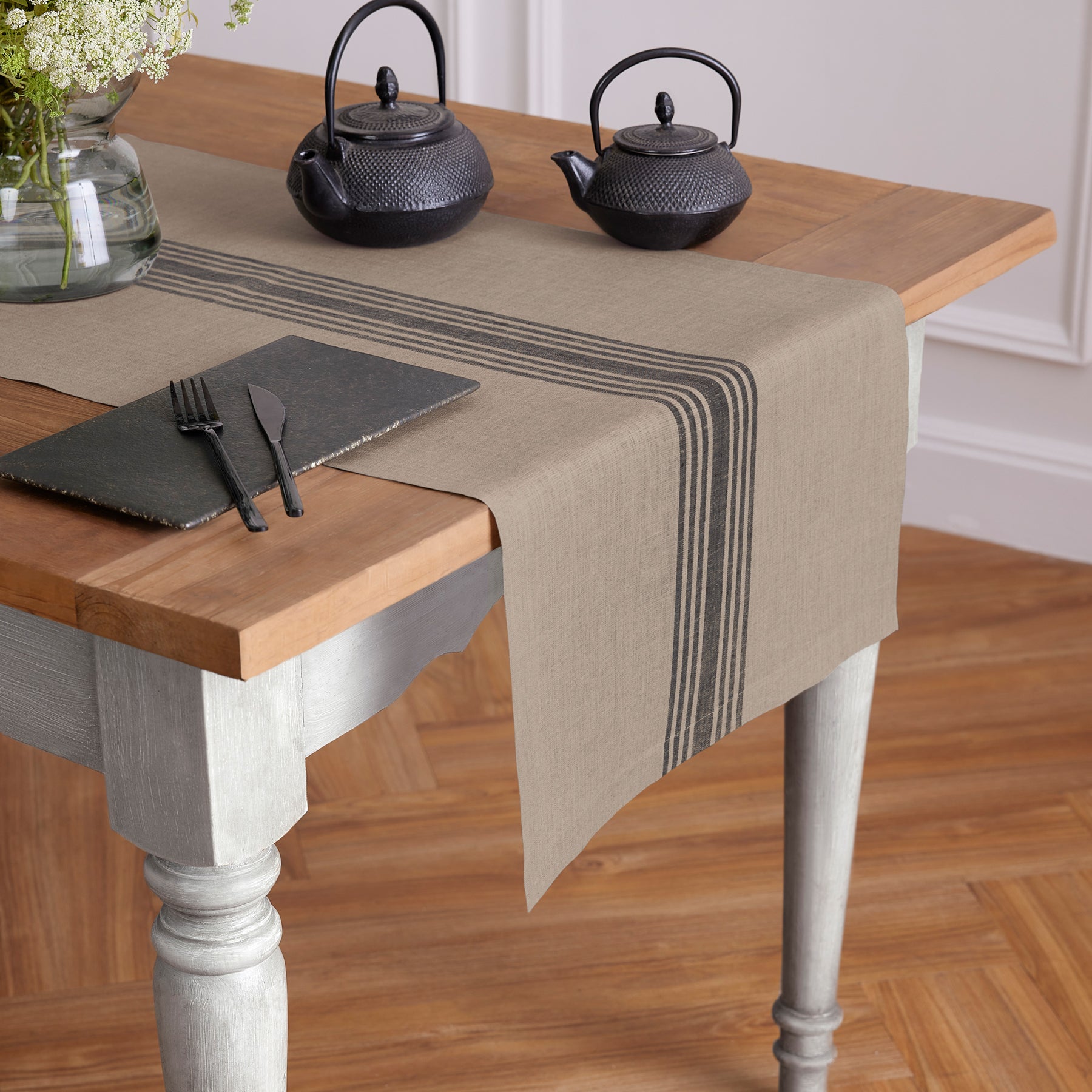 Farmhouse Table Runner - 16 Inch & 18 Inch Wide Cotton Linen Table Decor for Dining Room, Kitchen, Wedding & Holiday Decorations