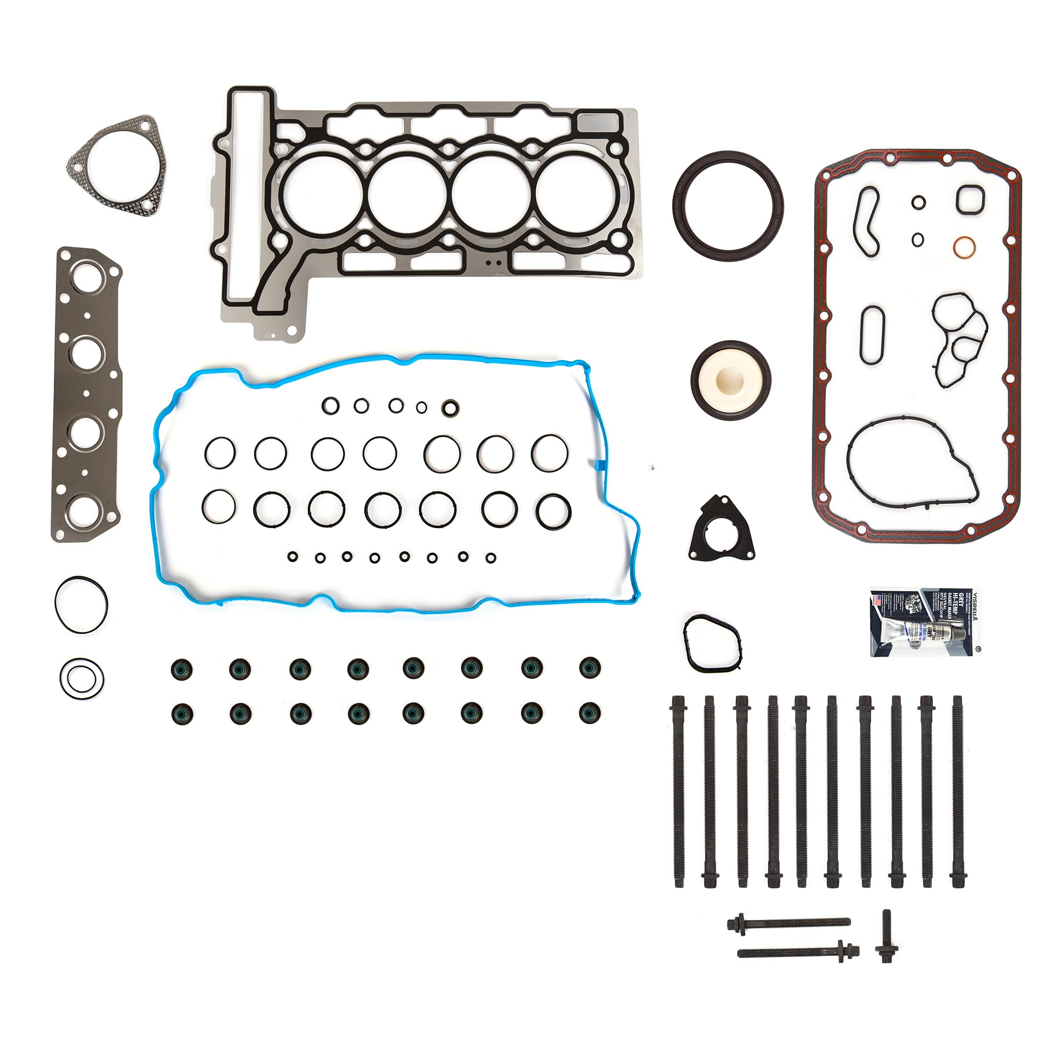 08-10 Mini Cooper 1.6L DOHC 16V Full Gasket Set with Head Bolts - 0.90mm Thick - High Performance Engine Seal Kit for Smooth Operation - Perfect for Engine Repair & Maintenance