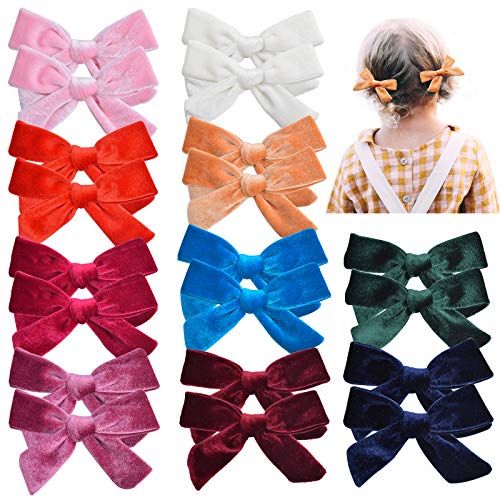20pcs Toddler Hair Clips Bows for Girls - Velvet Hair Accessories for Daily & Party