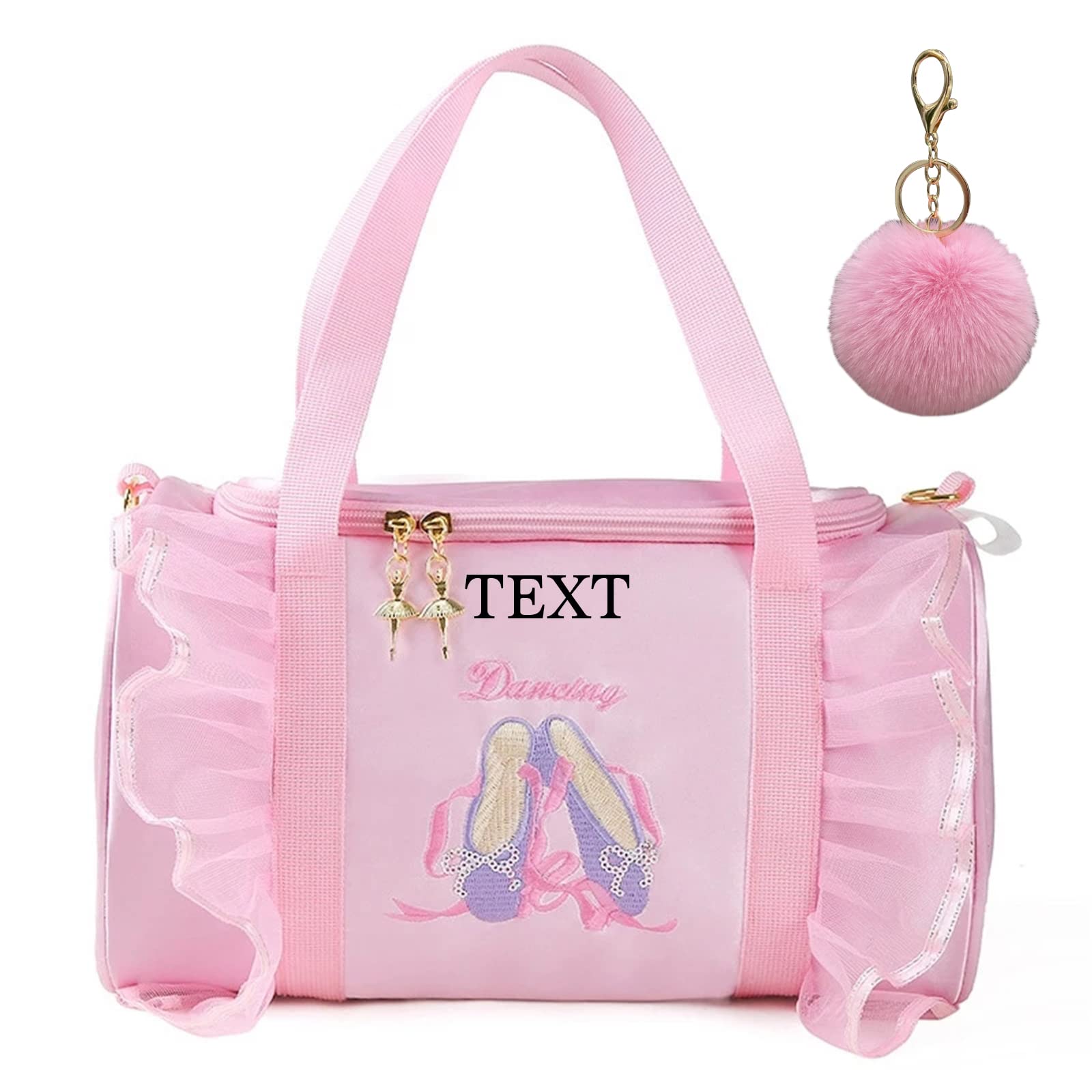 Personalized Kids Ballet Dance Bag - Large Capacity Waterproof Tote for Girls | Custom Dance Duffle Bag with Pink Lace | Perfect for Ballet Classes, Yoga Practice & Travel Accessories