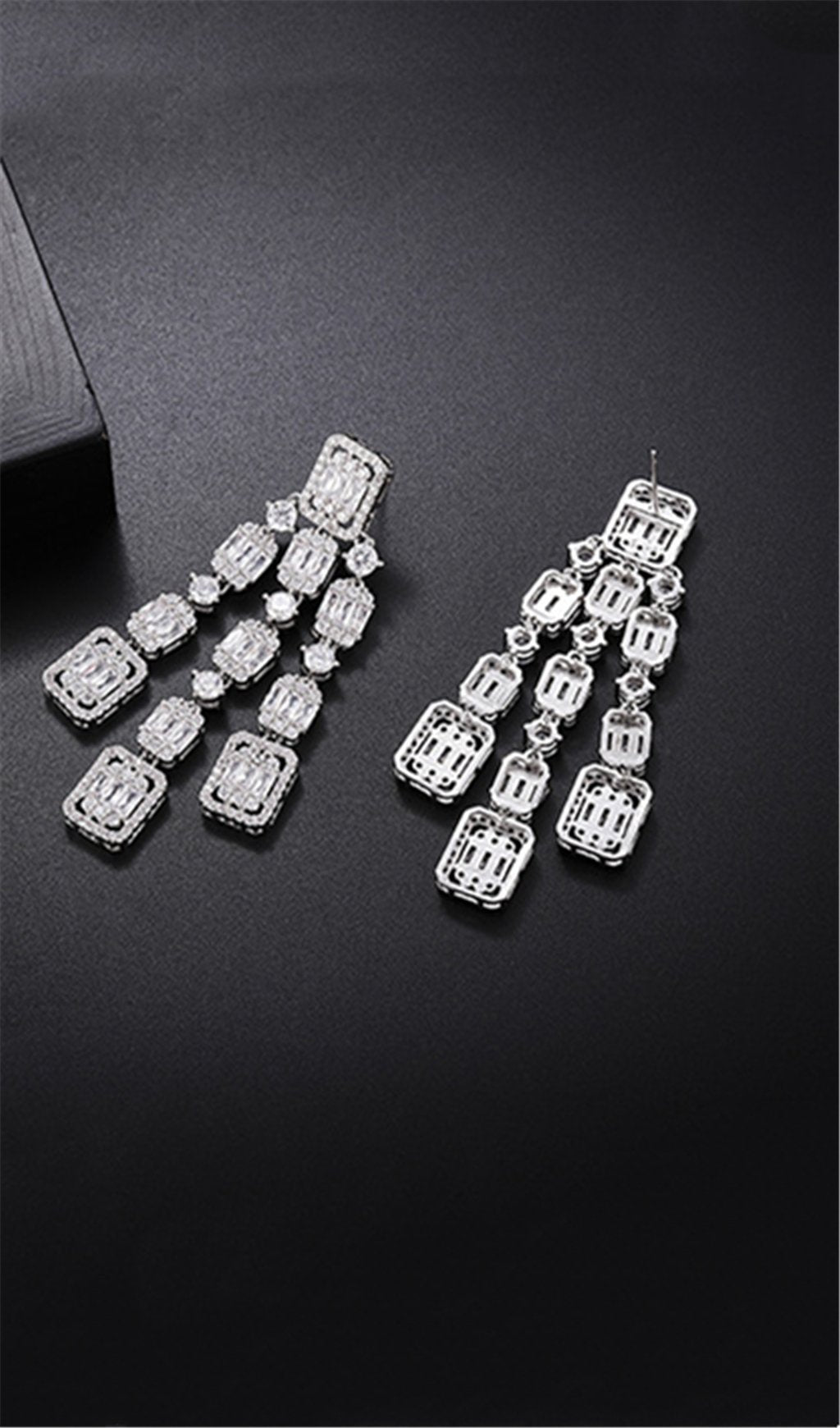 AQUARE Long Zircon Earrings for Women - Elegant Cubic Zirconia Stud Earrings for Daily Wear, Parties & Special Occasions