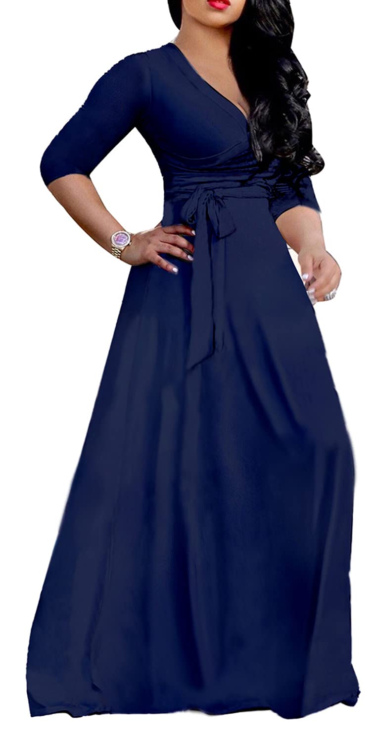 JTNFairy Women's Plus Size Floral Print Long Maxi Dress - Casual & Party Outfits for Beach, Wedding, Vacation & Summer Wear