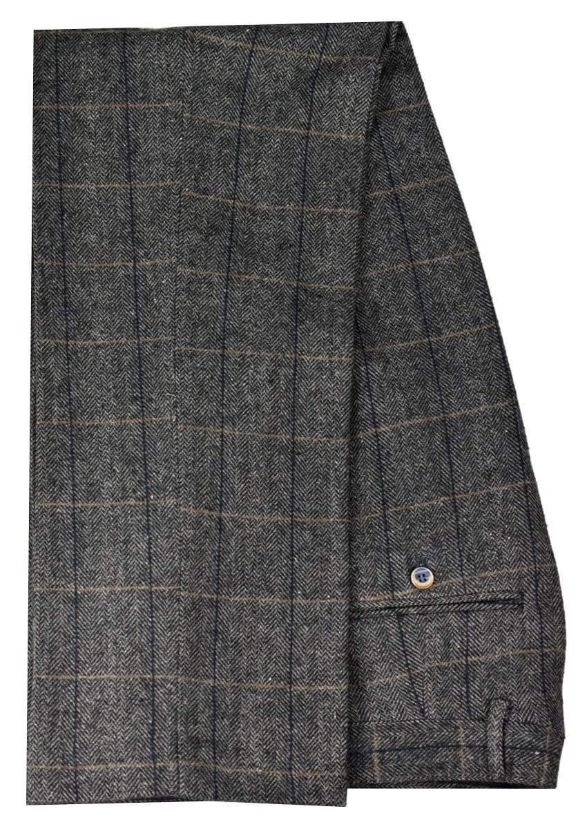 Cavani Albert Men's Grey Tweed Check Trousers | Classic Slim Fit Dress Pants for Business & Formal Occasions