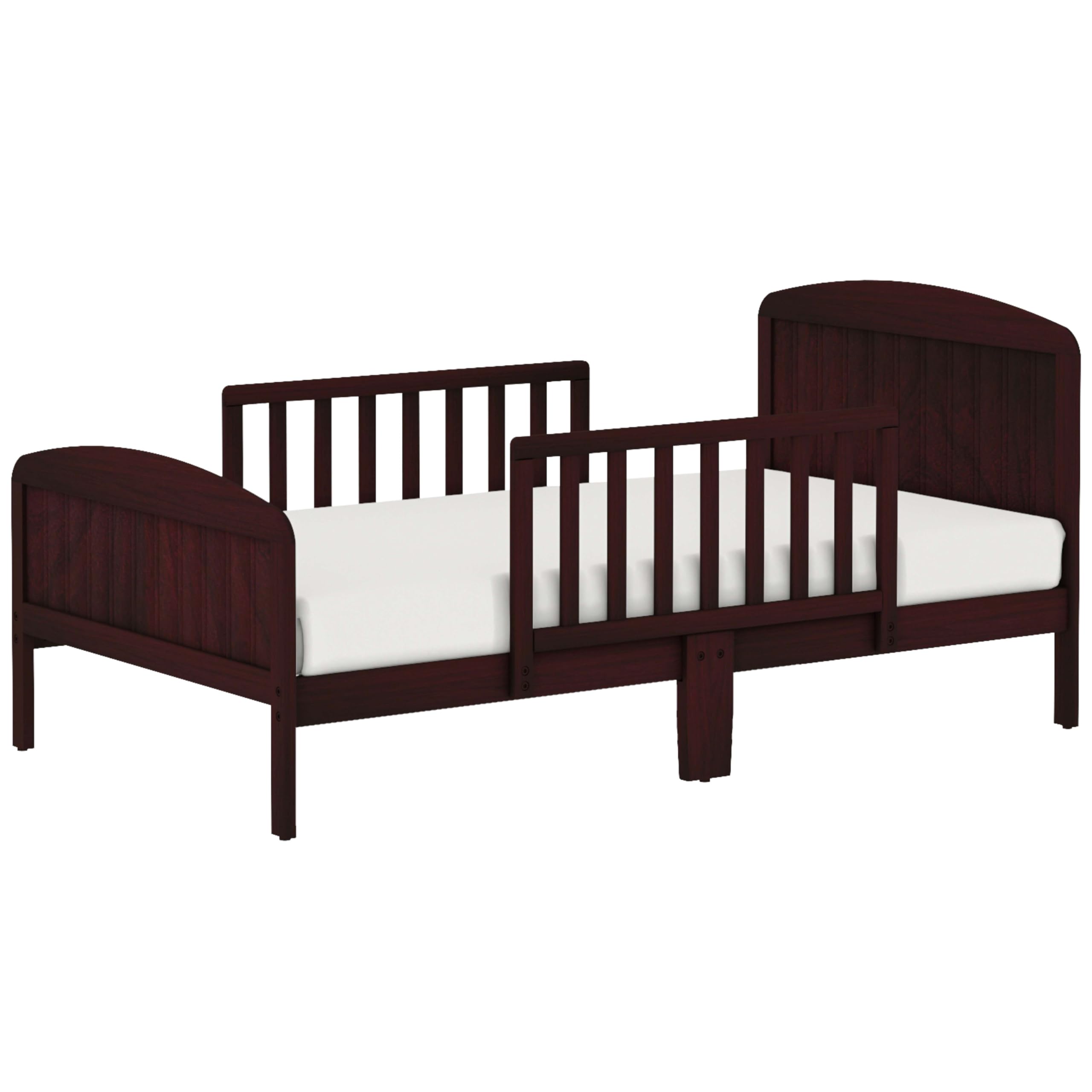 Harrisburg Solid Wood Toddler Bed with Side Rails & 2 Safety Guards - Modern Low Profile Transitional Bed for Kids - Fits Crib Mattress - Espresso Finish - Perfect for Nursery, Daycare or First Big Kid Bedroom