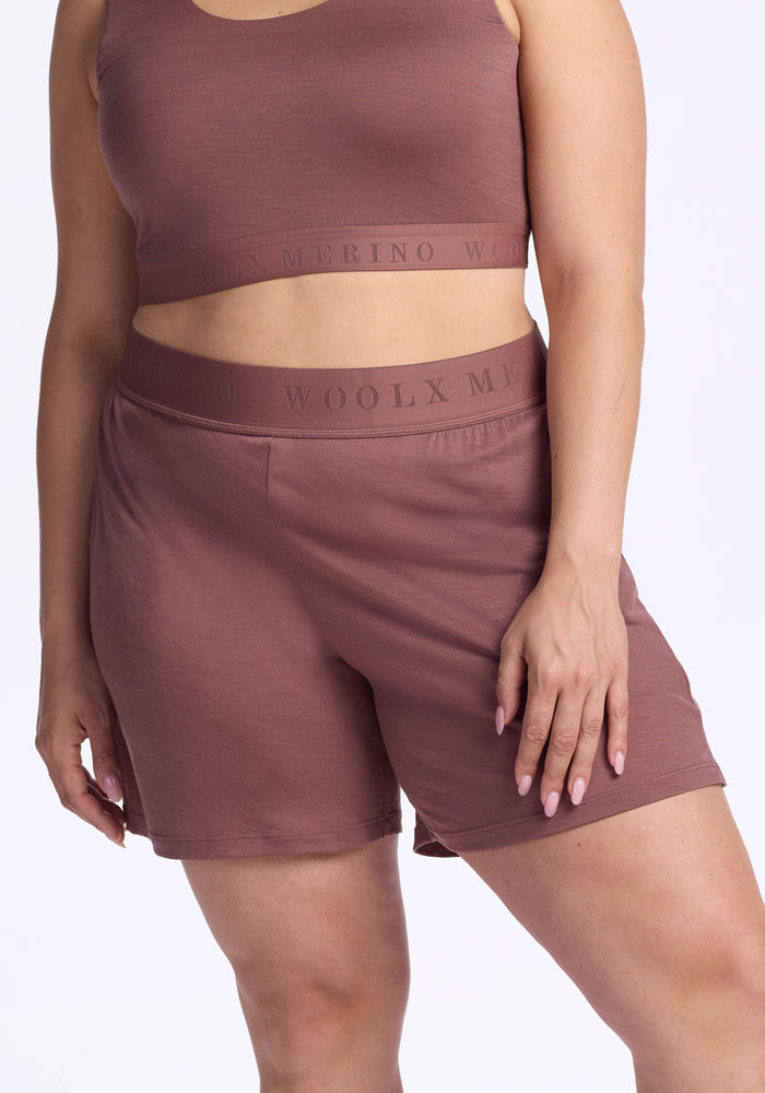 Poppy Lounge Shorts in Nutmeg - Soft & Comfortable Women's Casual Shorts for Home, Yoga, and Relaxation
