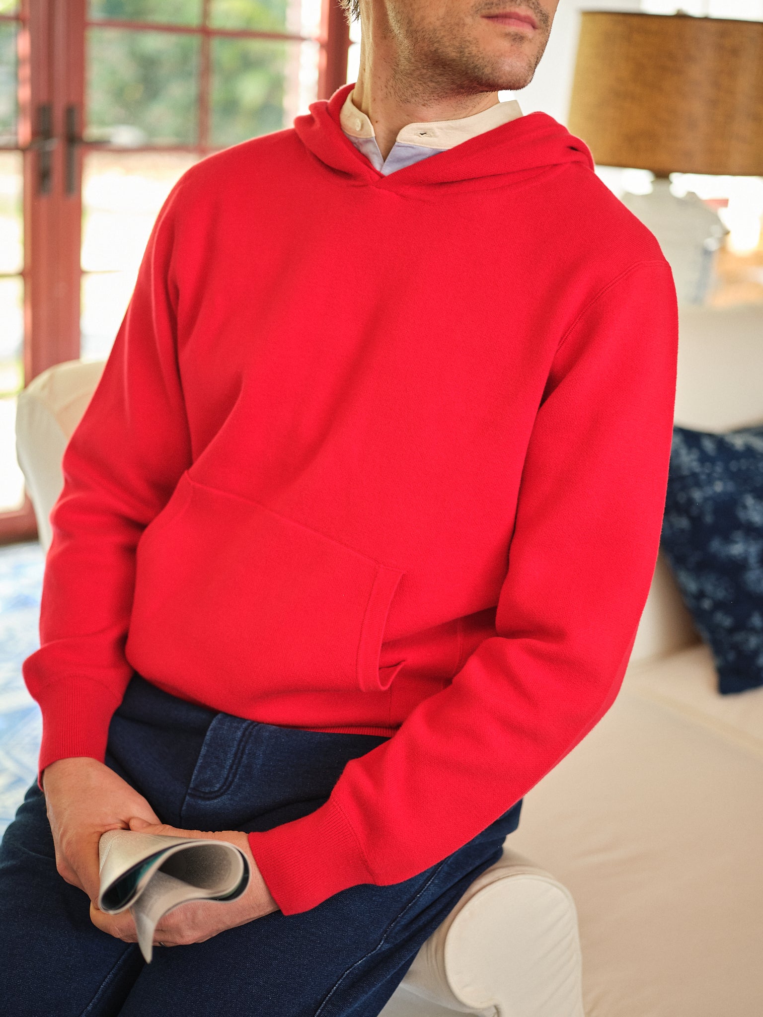 Premium Wharf Knit Hoodie in Crimson - Cozy Pullover Sweatshirt for Men & Women | Perfect for Fall, Winter & Outdoor Activities