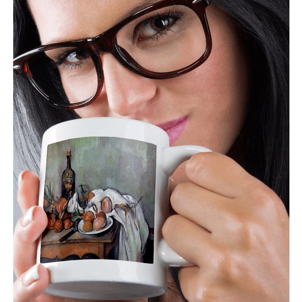 3dRose Paul Cezanne Still Life with Onions 11 oz Ceramic Coffee Mug - Black & White Art Design - Perfect for Home, Office & Gift Giving