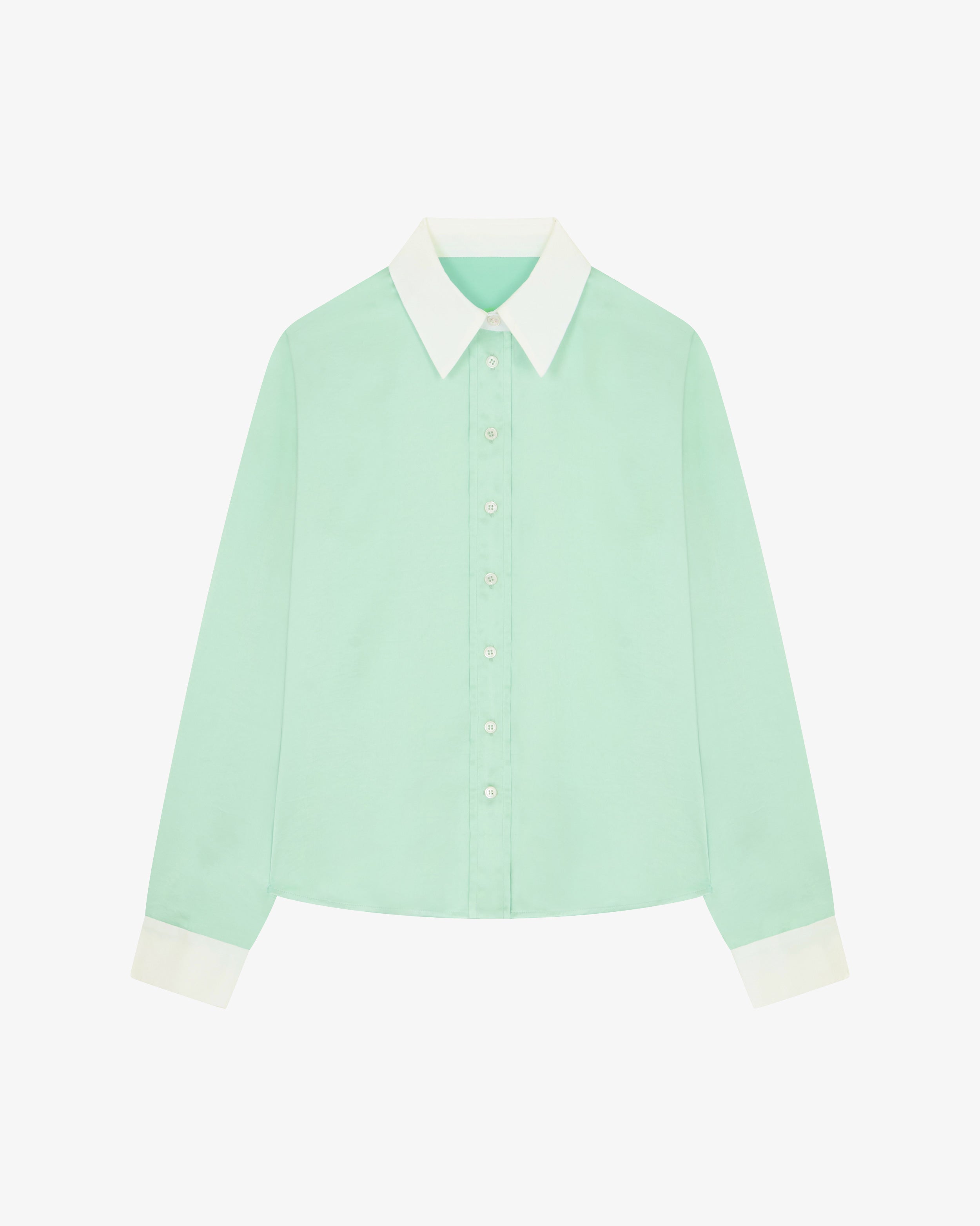 Serena Satin Shirt in Mint Green - Elegant Women's Blouse for Work, Date Night & Special Occasions