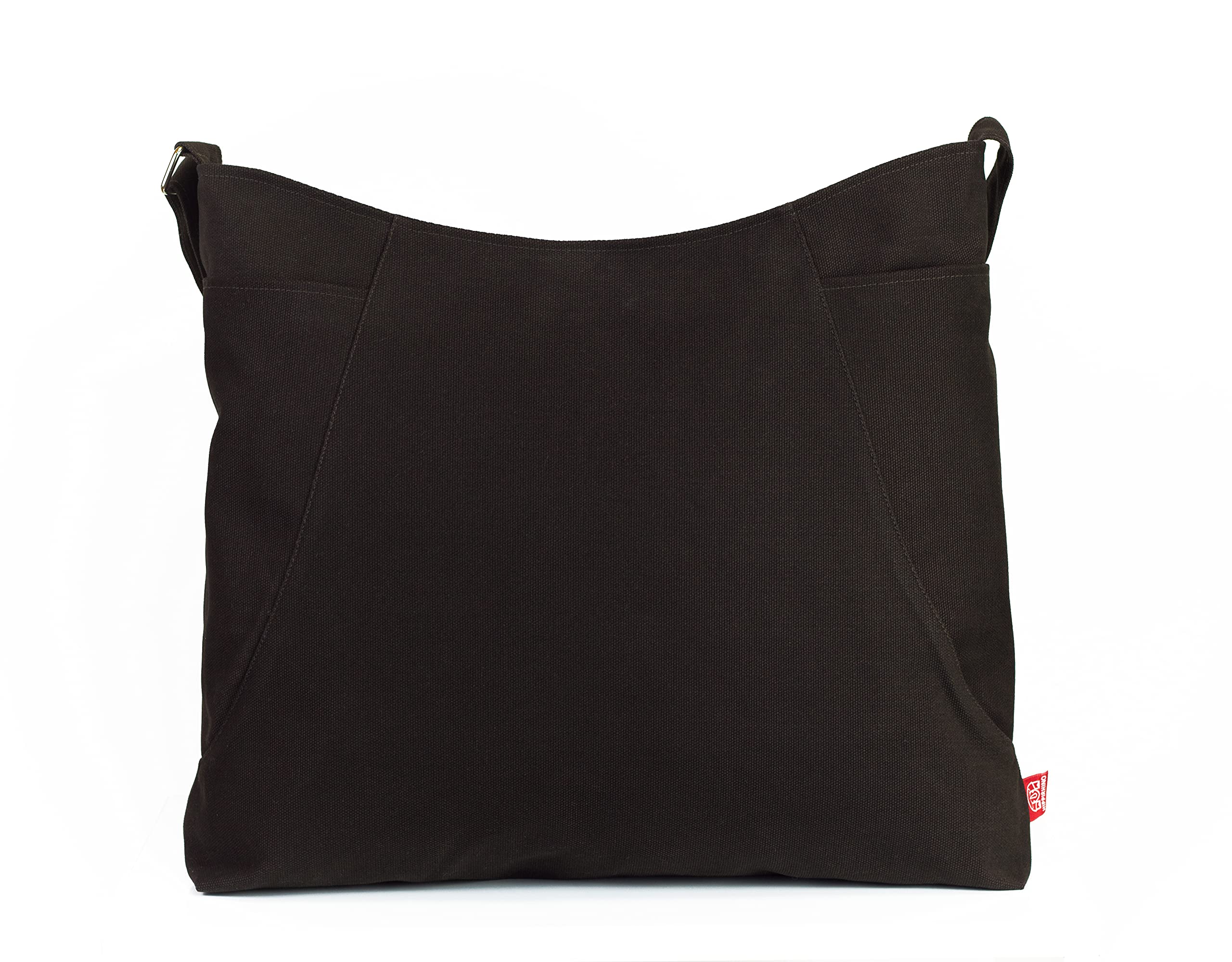 Dark Brown Hobo Bag for Women - Large Canvas Shoulder Bag with Two Pockets & Long Strap - Vegan Crossbody Handbag - Handmade Fashion Accessory (Multiple Colors Available) - Perfect for Work, Travel & Everyday Use