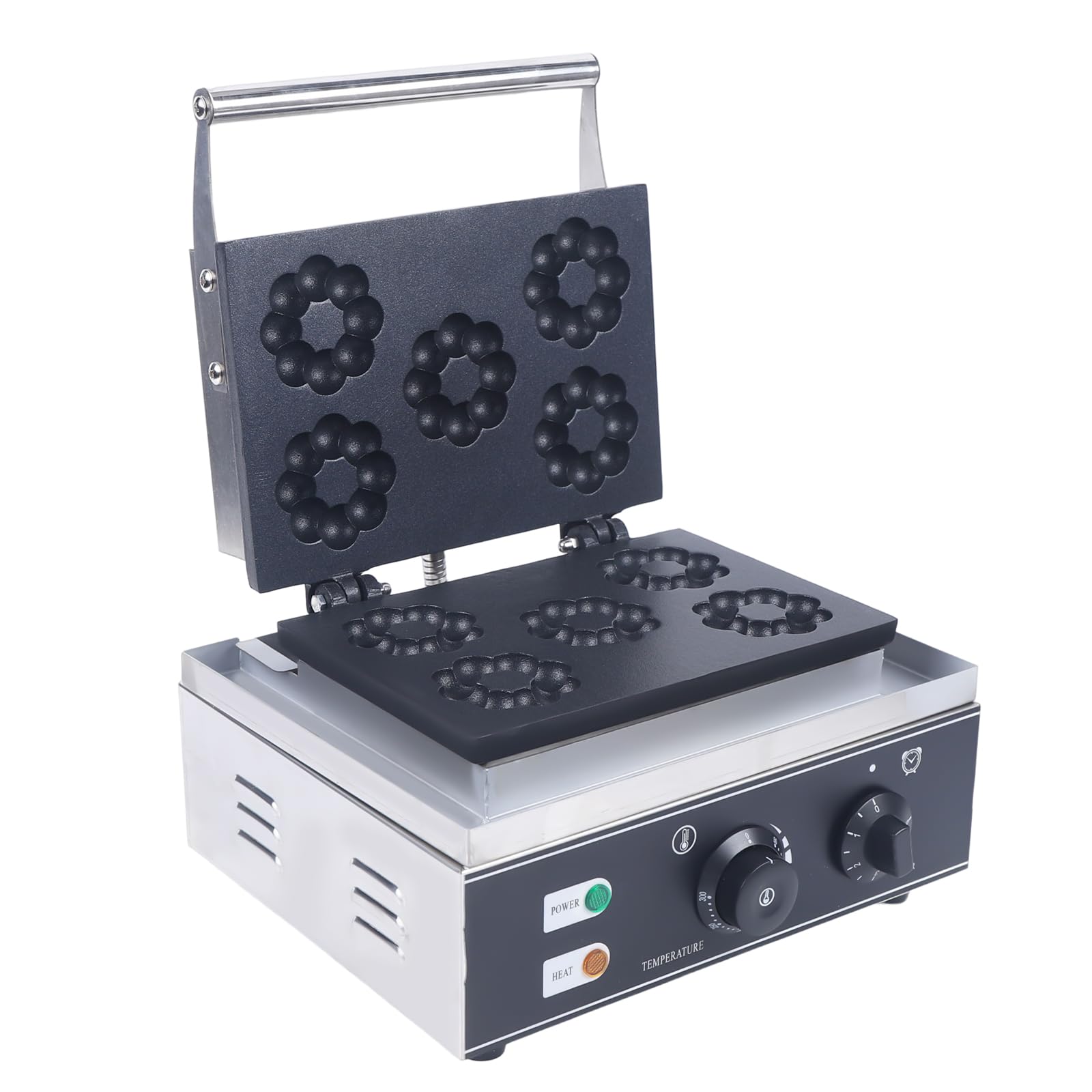 **Commercial 1500W Electric Donut Maker Machine - 5 Holes Double-Sided Non-Stick Waffle & Doughnut Baker for Professional Kitchens, Bakeries & Cafes (110V) - Perfect for Breakfast, Desserts & Party Snacks**