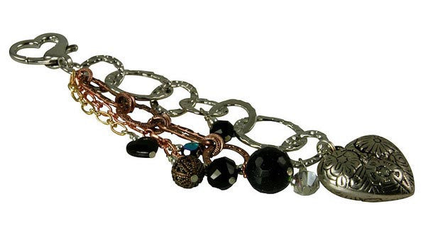 Black Crystal Gemstone Beaded Purse Charm - Elegant Handbag Accessory for Women, Gift for Her | Perfect for Evening Bags, Clutches & Party Purses