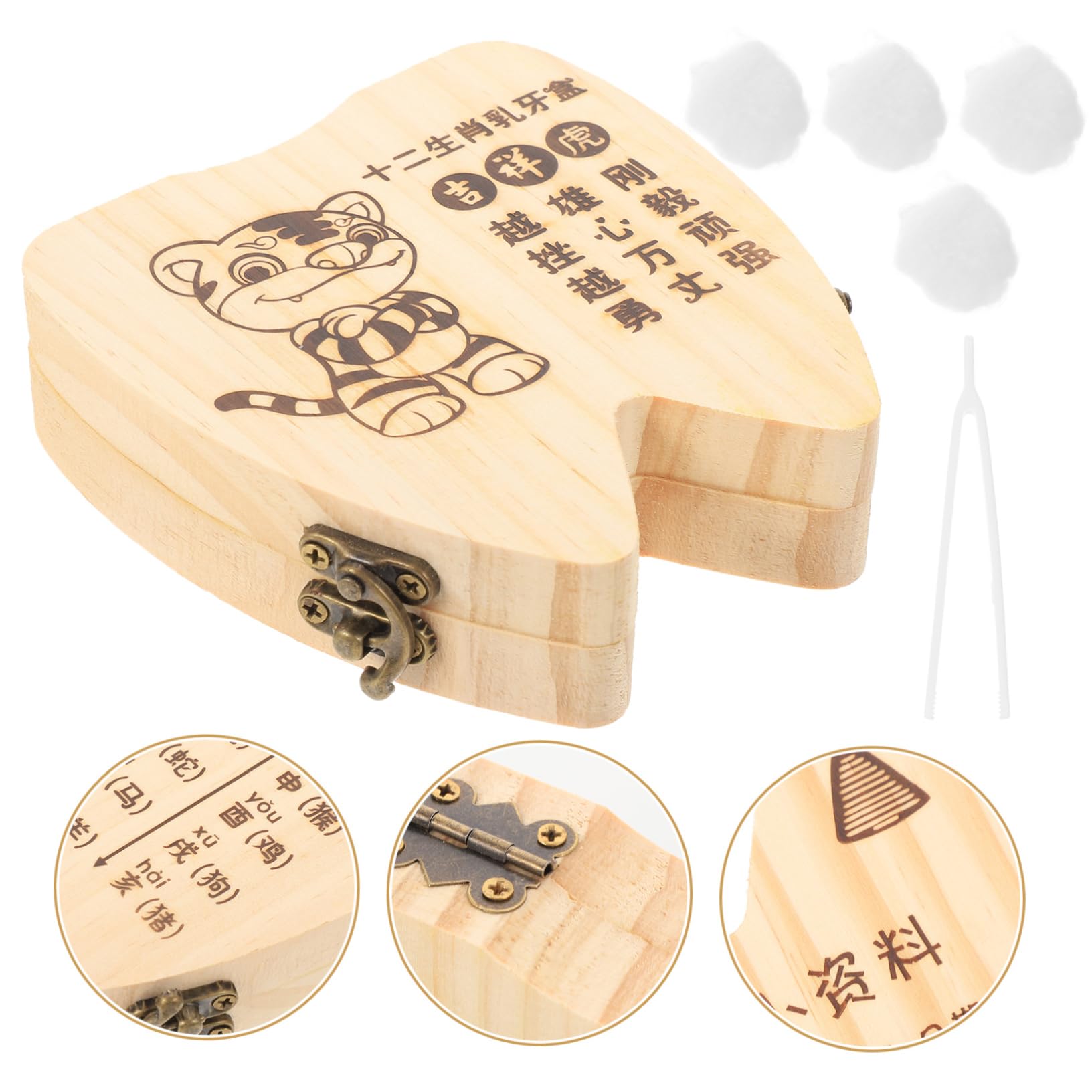 iFundom 4-Pack Kids Tooth Fairy Keepsake Box - Wooden Baby Teeth Storage Organizer for Boys & Girls - Perfect for Wig Making, First Tooth Loss, and Memory Preservation