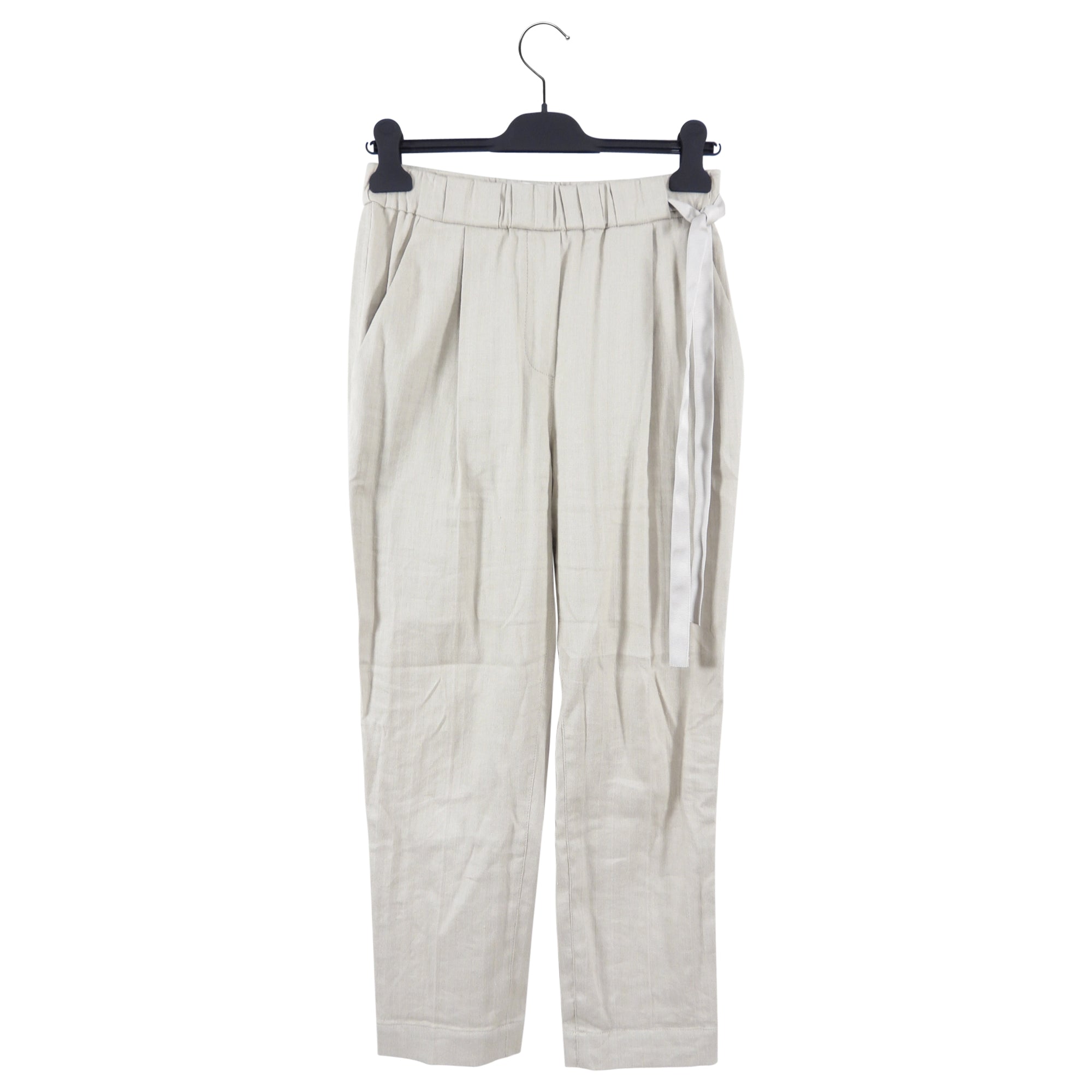 Brunello Cucinelli Natural Linen Pants Suit for Women - Comfortable Summer Business Casual Outfit - Perfect for Office Wear, Travel & Special Occasions