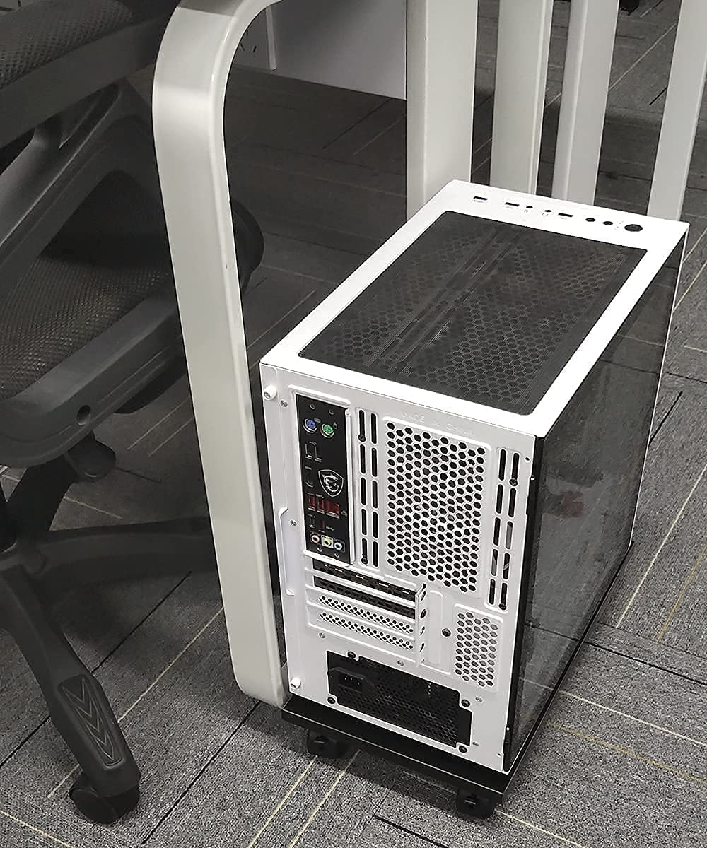 Black PC Stand with 4 Caster Wheels - Under Desk Computer Tower Stand Cart for CPU Holder, No Assembly Required | Perfect for Office, Gaming & Home Workspace Organization