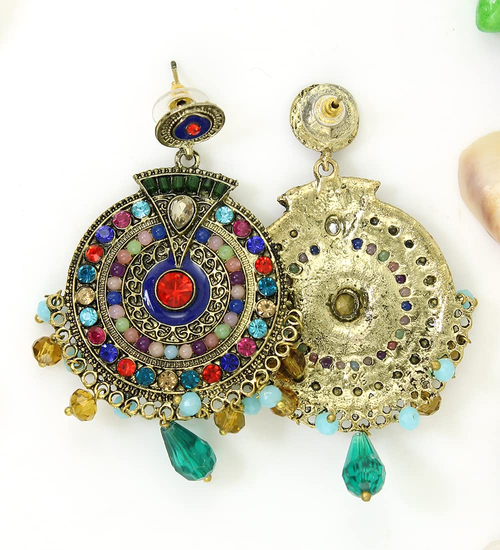 Stylish Nakabh Ethnic Gold Plated Oxidized Alloy Jhumka Earrings for Women - Perfect for Weddings, Parties & Traditional Occasions