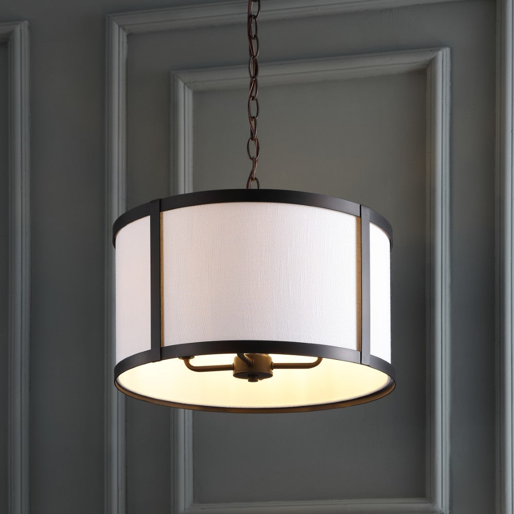 Thatcher 17 Inch Metal LED Pendant Light - Modern Industrial Ceiling Fixture for Kitchen, Dining Room & Living Room Lighting