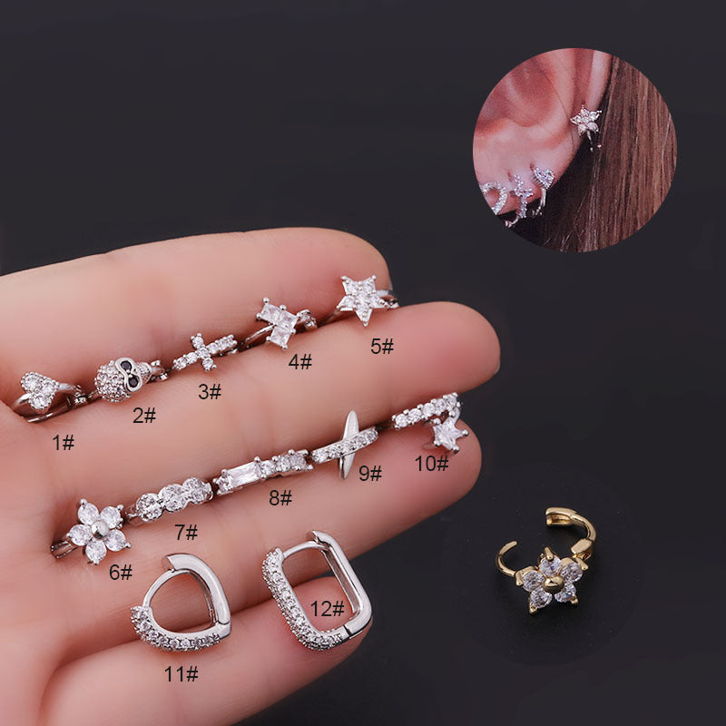 18K Gold Plated Cross Skeleton Cartilage Hoop Earrings for Women | Gothic Punk Jewelry | Perfect for Parties, Concerts and Everyday Wear (HSPJ695)