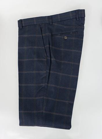 Cavani Connall Navy Tweed Check Trousers for Men | Classic Wool Blend Dress Pants | Perfect for Office, Business Meetings & Formal Occasions