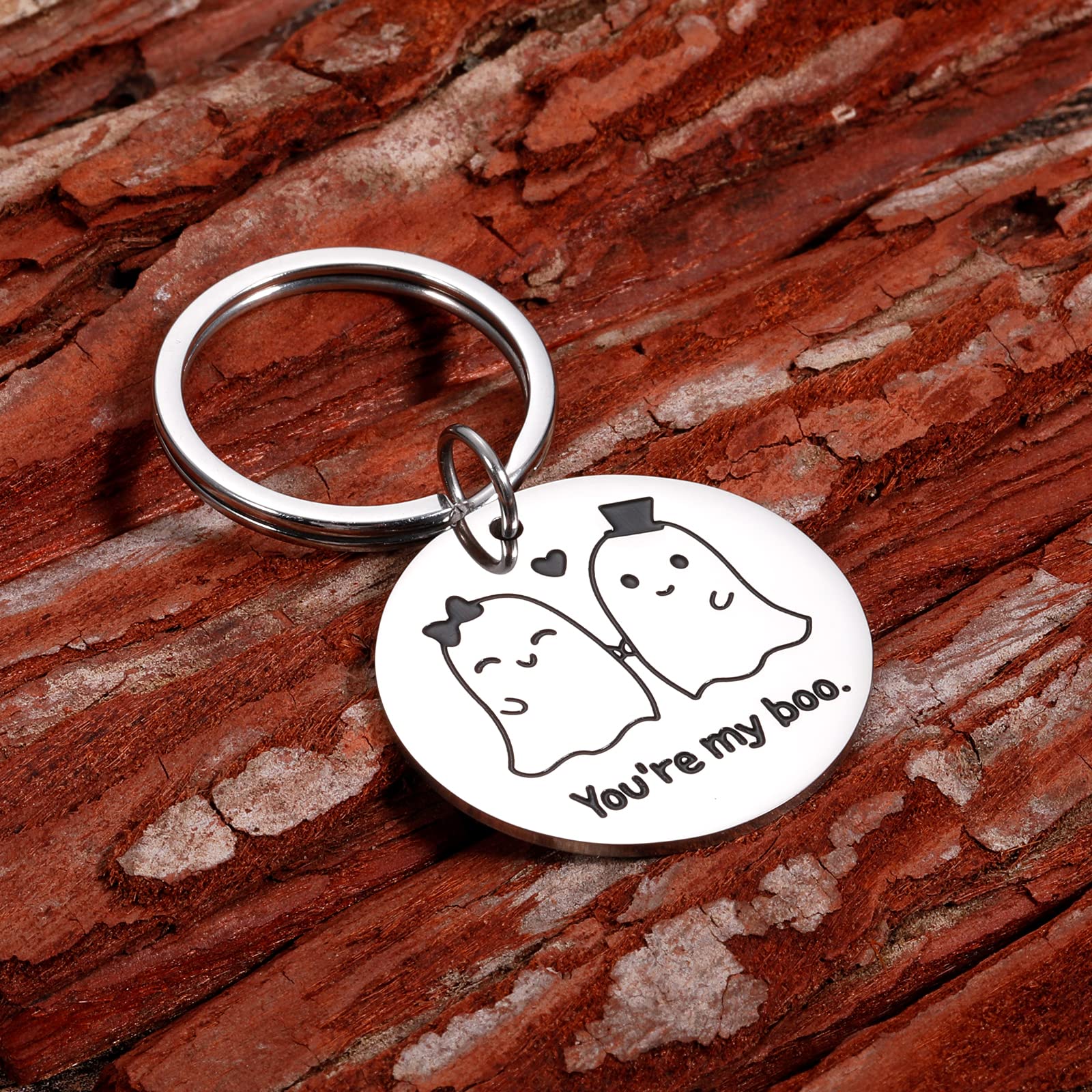 Anniversary Boo Keychain - Romantic Couple Gift for Boyfriend, Girlfriend, Husband, Wife - Valentine's Day, Wedding Anniversary & Birthday Present - Cute Halloween Boo Basket Stuffer for Girls & Boys - Perfect for Couples, Gifts Under $20, Stocking Stuffers & Party Favors