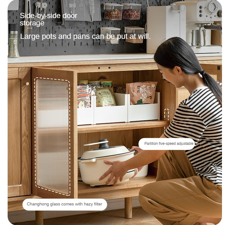 Solid Oak Wood Rock Plate Storage Cabinet - High Capacity Organizer for Kitchen, Living Room, or Office