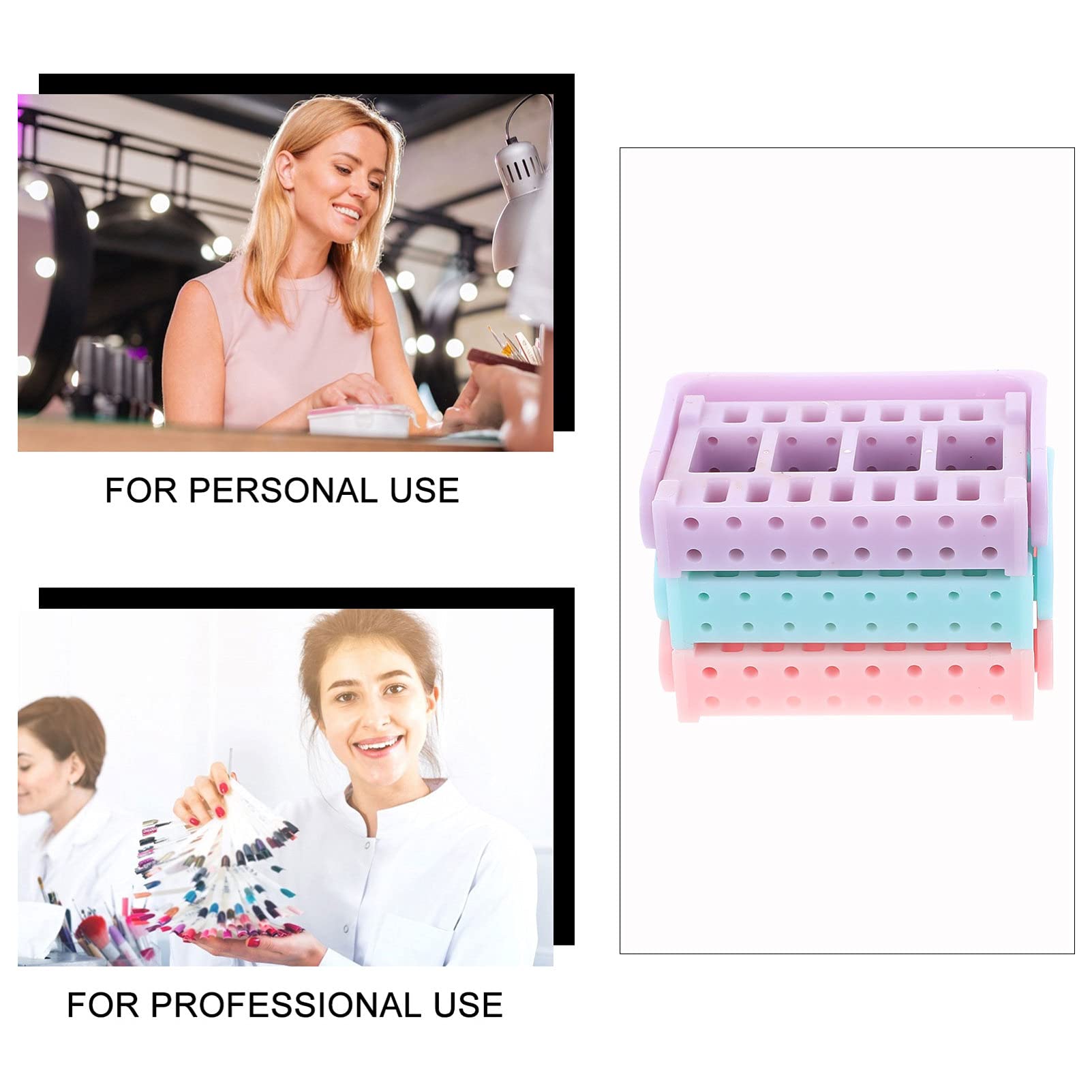 HEALLILY 3-Piece Grinding Head Storage Box - Nail Drill Bit Organizer with Display Shelf - Perfect for Salon & Home Manicure Stations - Keep Your Nail Drill Accessories Neat & Accessible