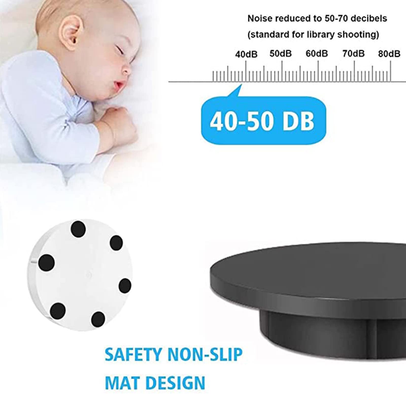 XYEJL 360 Degree Electric Rotating Turntable Display Stand - Automatic Revolving Platform with Remote Control for Product Photography, Jewelry Display, Cake Decorating & 360° Showcase - White