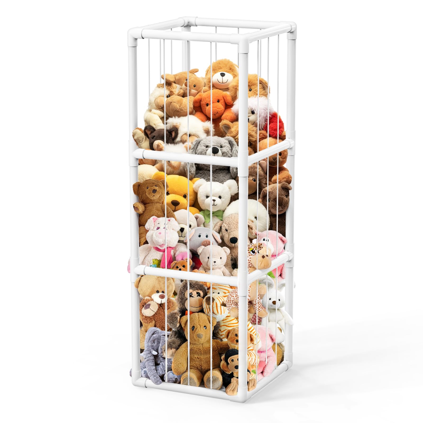 Flymer Plush Toy Organizer with Elastic Bands - Soft Animal Zoo Storage for Kids & Toddlers - Perfect for Nursery, Playroom, and Bedroom Organization