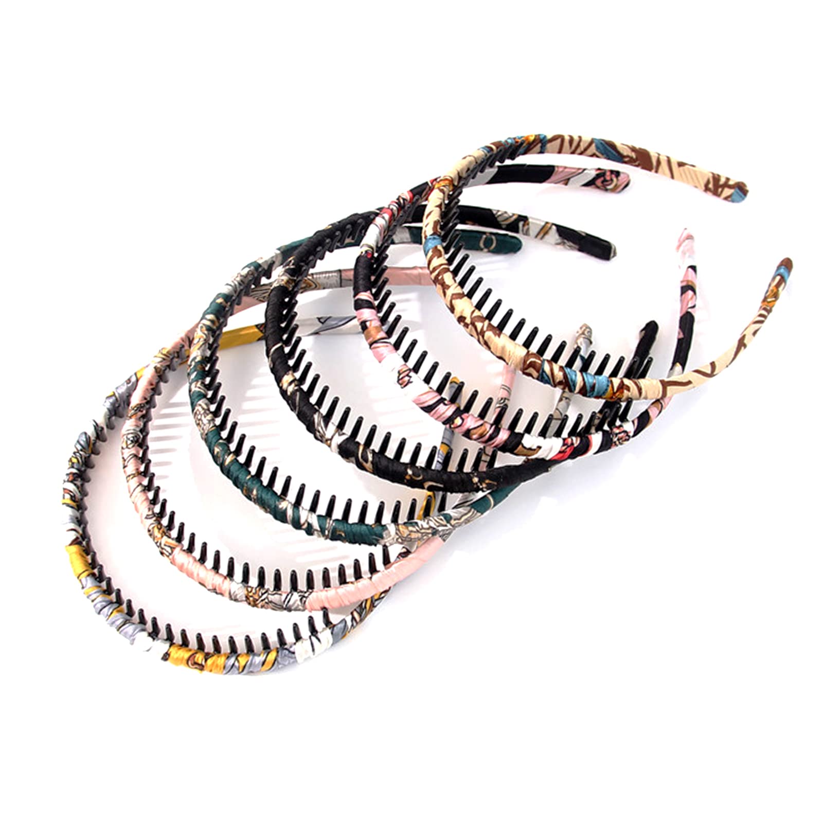 6 Pcs Non-Slip Teeth Comb Headbands for Women - Colorful Satin Covered Hair Hoops Hair Accessories for Girls (Perfect for Workouts, Yoga, and Everyday Styling)