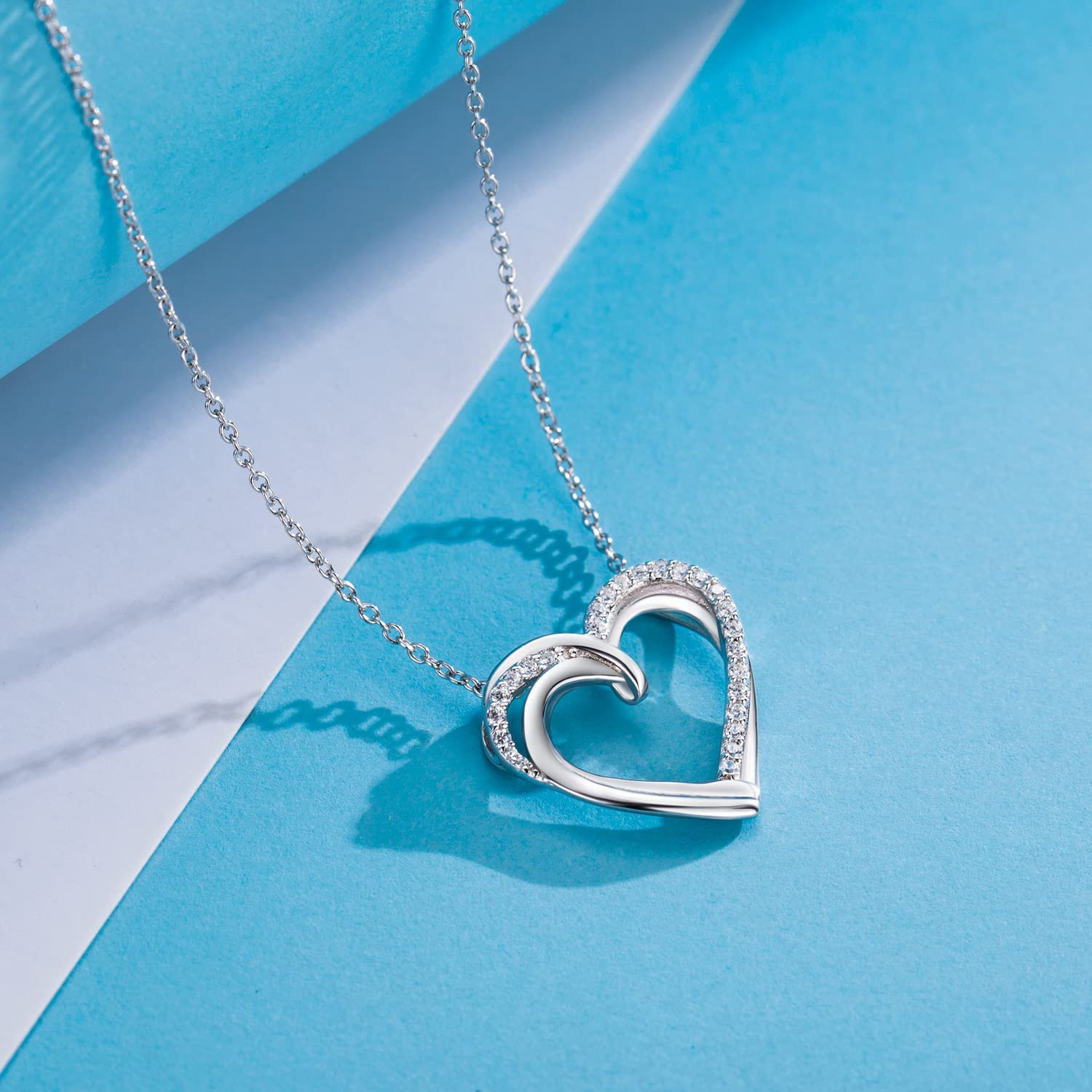 Mom Necklace - Sterling Silver Heart Pendant Birthday Gift for Mom from Daughter or Son | Christmas Present for Women | Perfect for Mother's Day, Anniversaries & Special Occasions