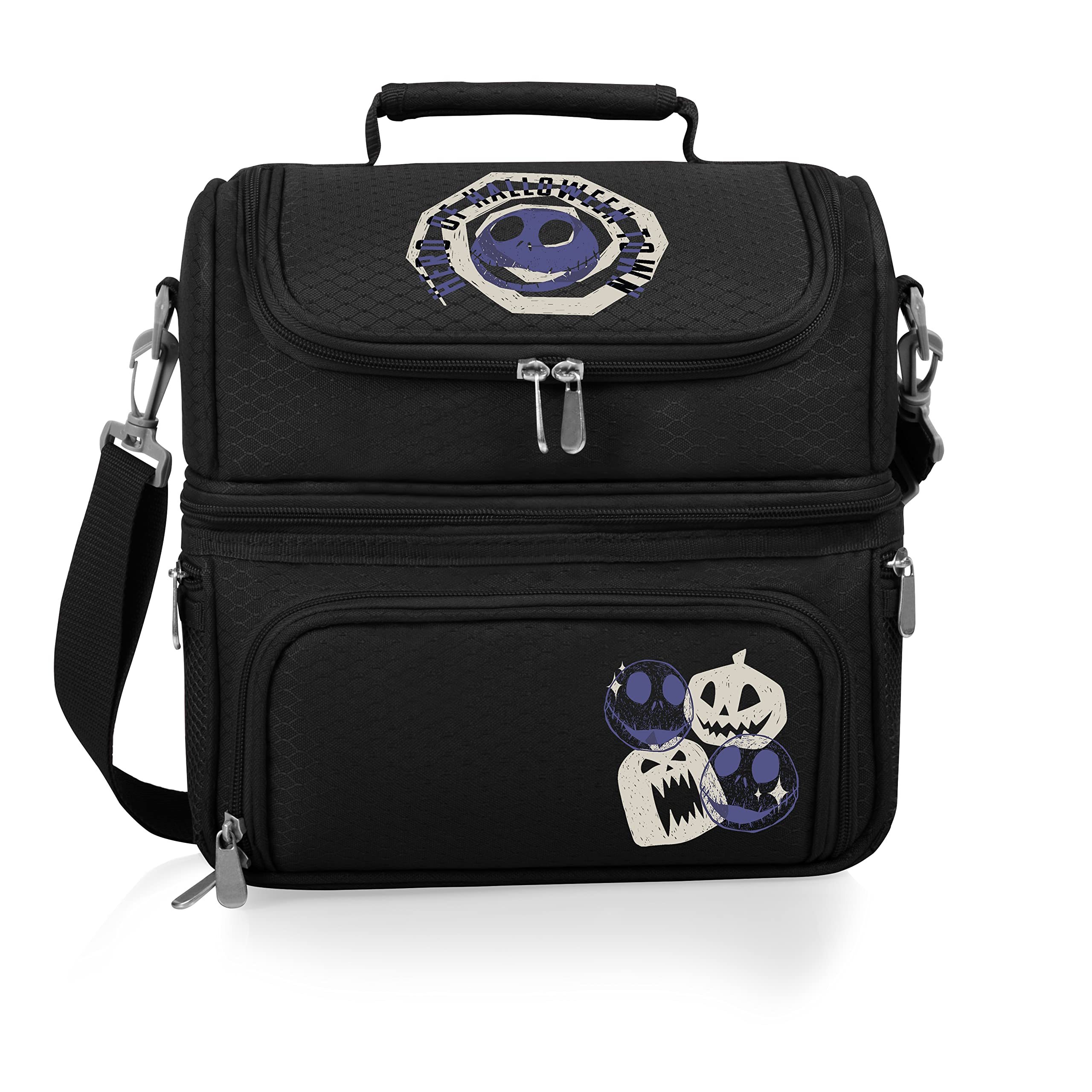 Disney Nightmare Before Christmas Jack Skellington Insulated Lunch Bag & Cooler with Utensil Set - Black Picnic Time Lunch Box for School, Work & Outdoor Activities