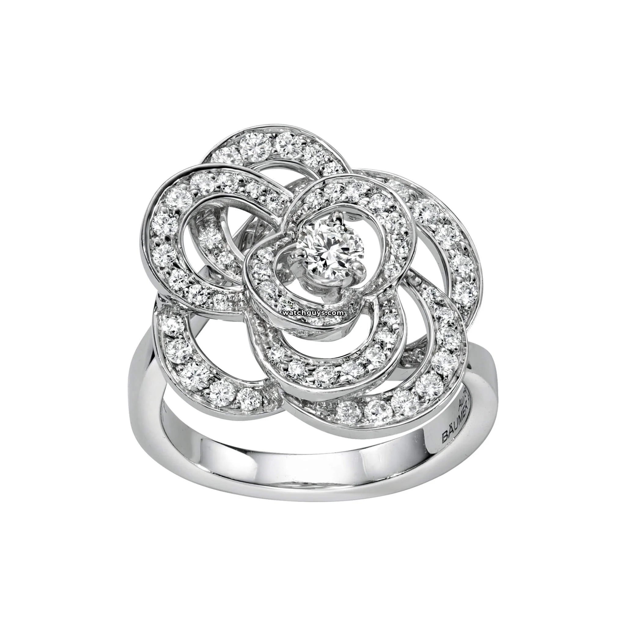 Chanel Fil De Camélia Diamond Ring - 18K White Gold Luxury Jewelry for Women | Elegant Floral Design Engagement & Wedding Band | Perfect Gift for Anniversary, Valentine's Day & Special Occasions