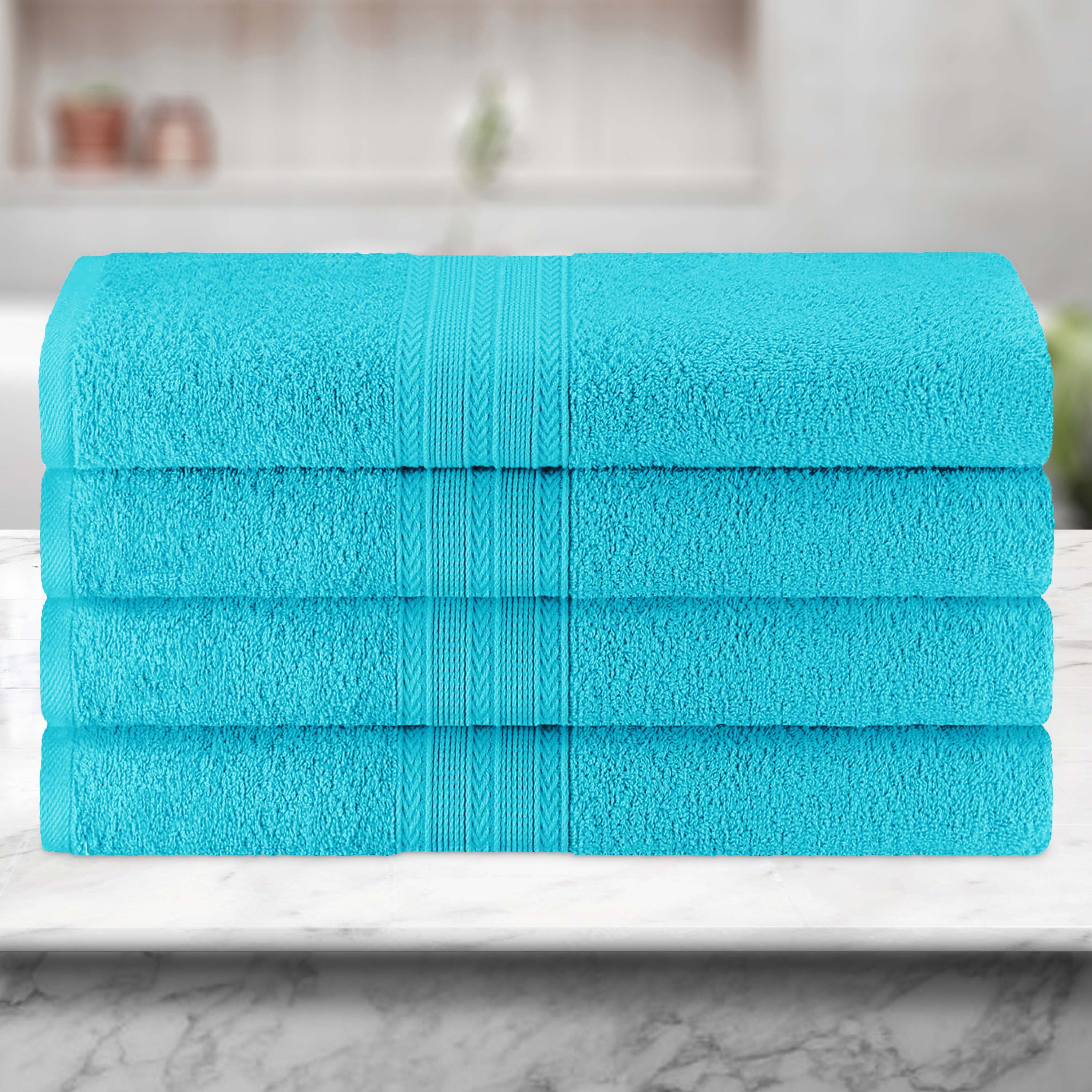 Premium 100% Cotton Eco-Friendly 4-Piece Bath Towel Set - Soft, Absorbent & Hypoallergenic - Perfect for Spa, Bathroom & Beach Use