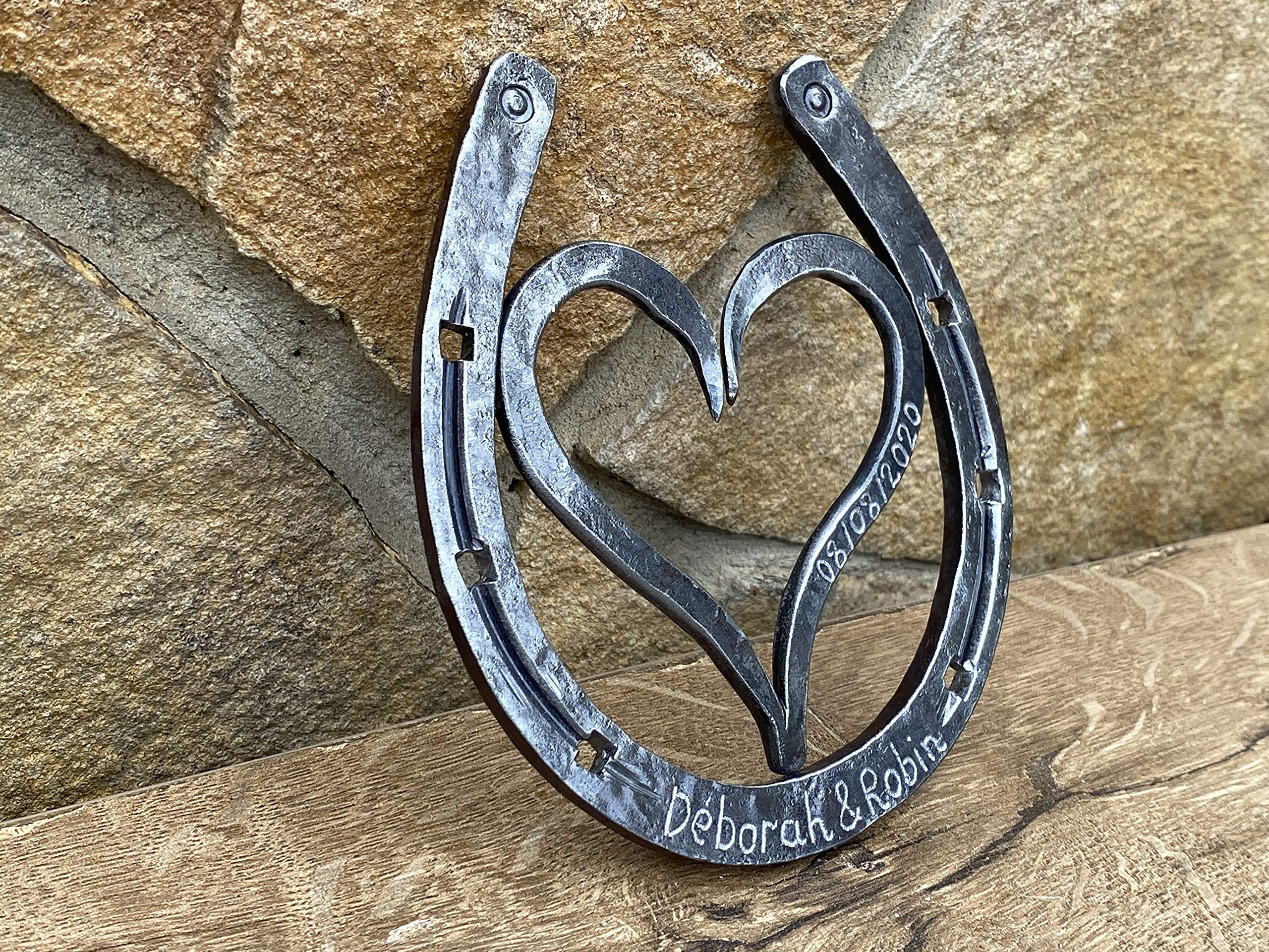 Handmade Iron Horseshoe - Unique 6th Anniversary Gift for Couples, Iron Heart Keepsake, Rustic Home Decor for Farmhouse & Wedding Anniversaries