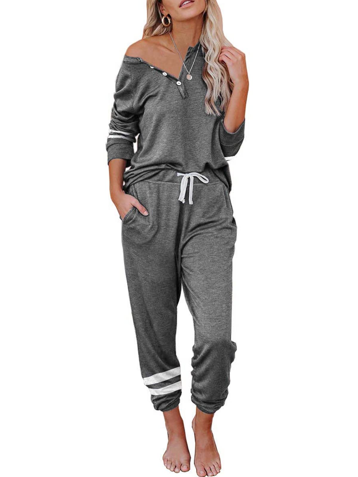 FARORO Women's 2-Piece Pajama Set - Soft Lounge Pants & Top Comfy Jogger Outfit for Sleepwear, Nightwear & Loungewear - Perfect for Relaxing at Home, Movie Nights & Cozy Weekends