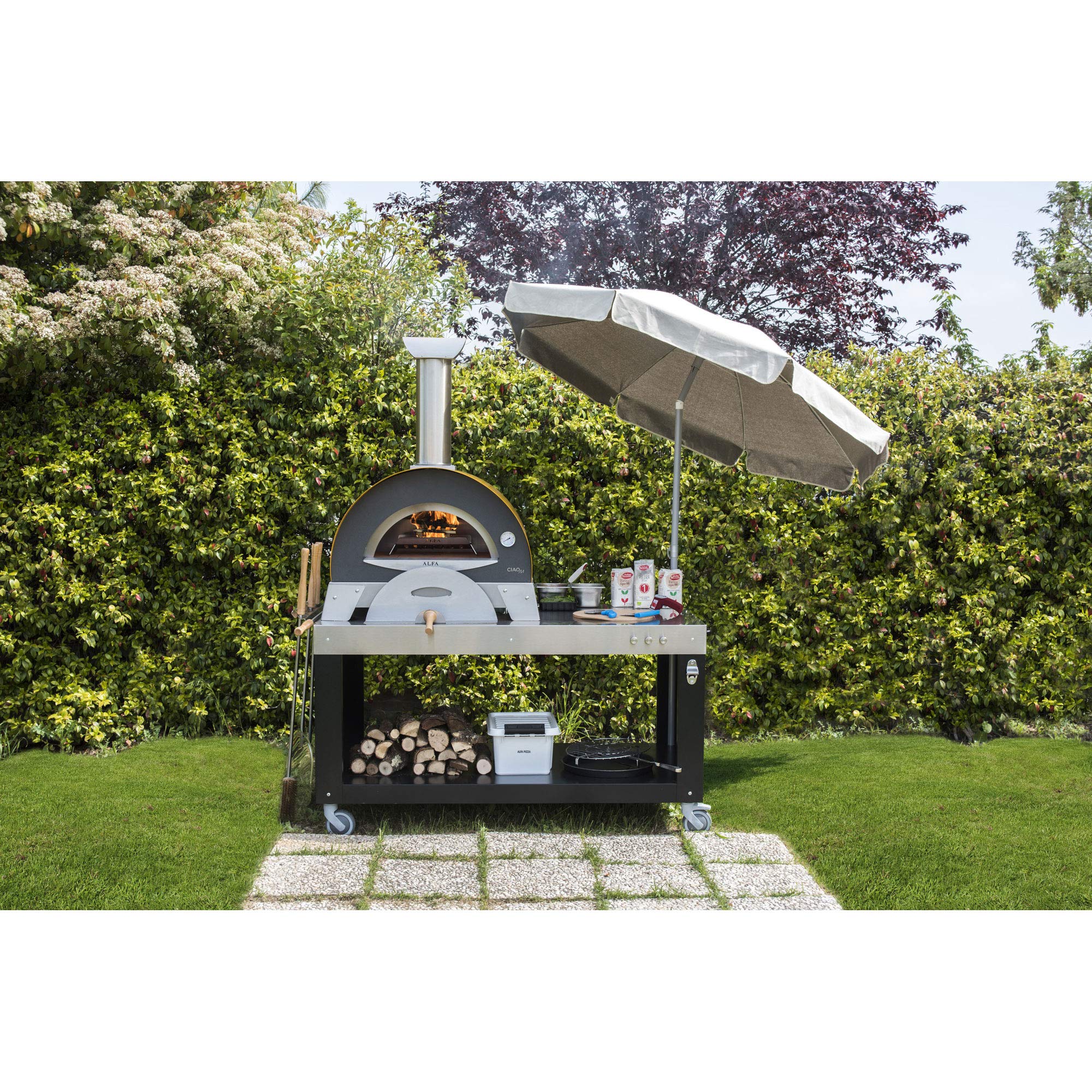 Alfa Pizza Oven CIAO Yellow - Outdoor Wood Fired Pizza Maker for Backyard, Garden & Camping | Authentic Italian Pizza Baking