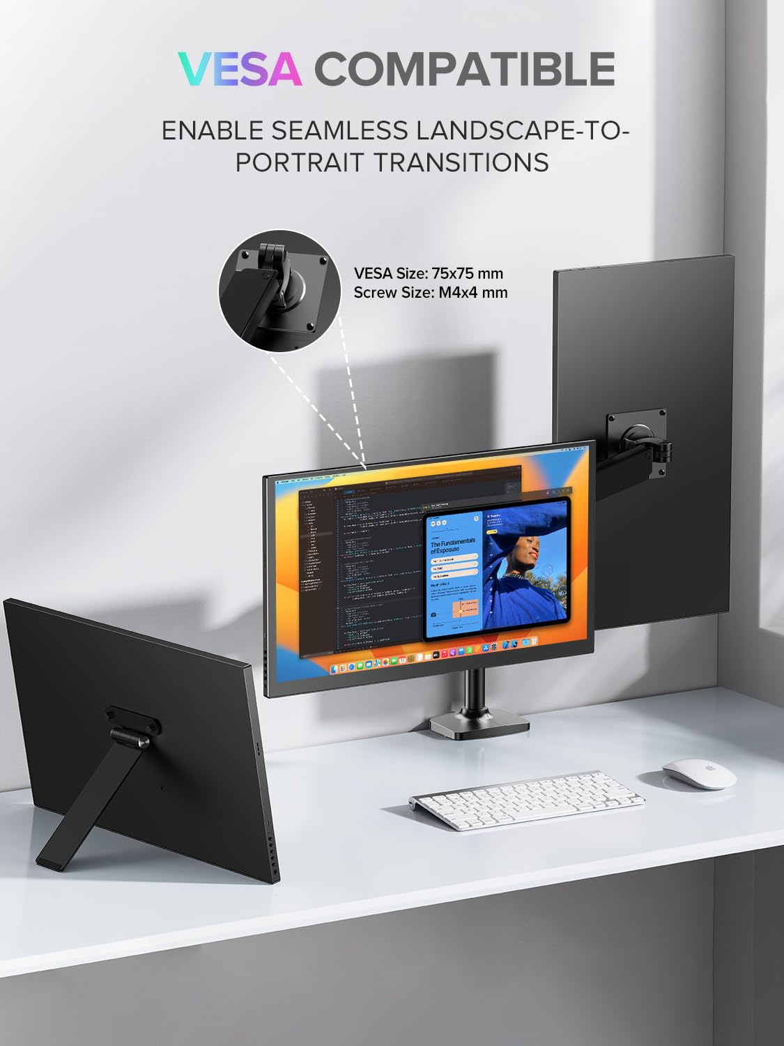 Newsoul 18.4 Inch 4K Portable Monitor - UHD 10-Bit IPS HDR FreeSync Display with VESA Mount & Protective Case | USB-C Travel Second Screen for Laptop, Smartphone, Gaming Console | Perfect for Remote Work, Gaming & Mobile Office Setup