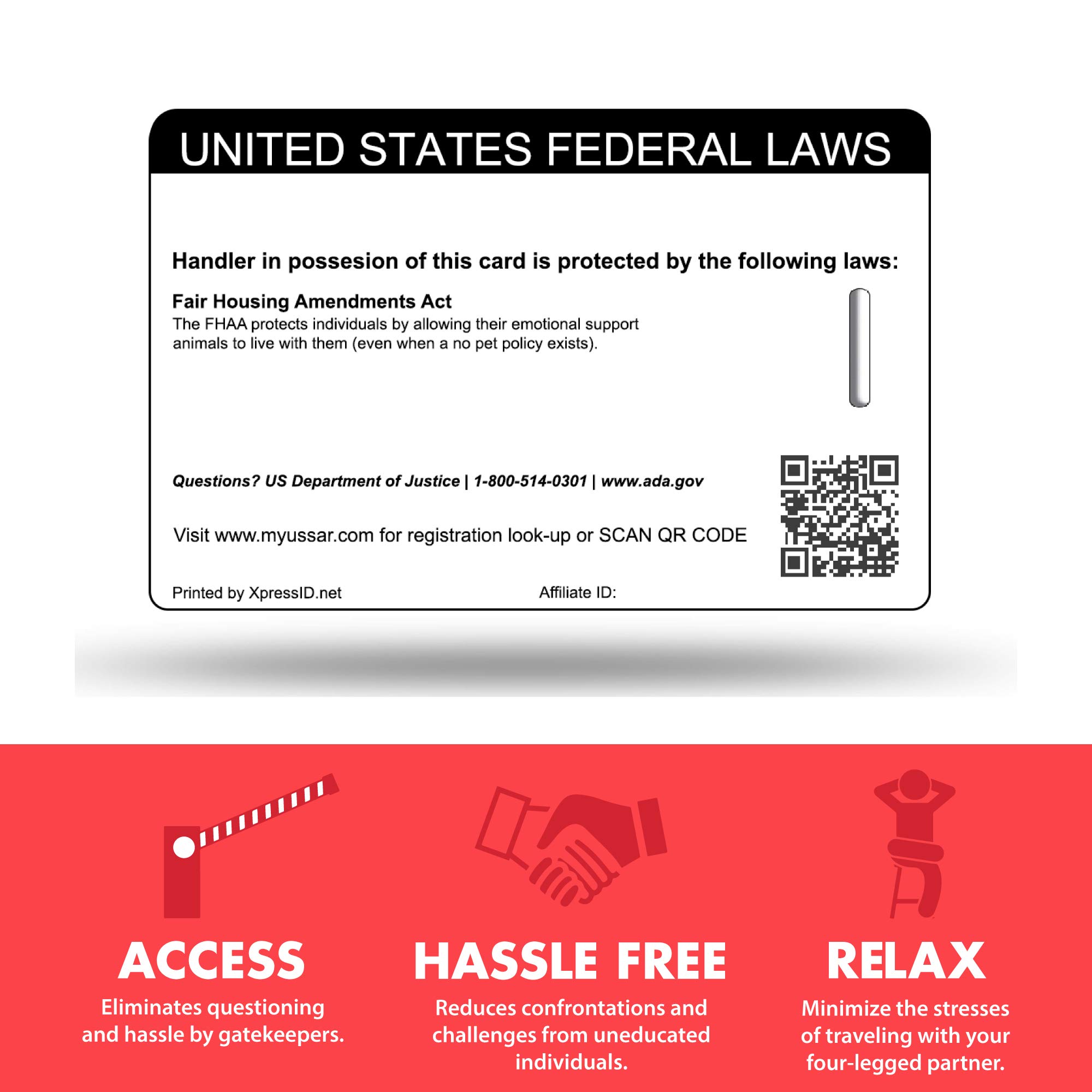 Custom Holographic Emotional Support Animal ID Card with ESA Letter - Official US Service Dog Registry QR Code - Perfect for Air Travel, Housing & Public Access