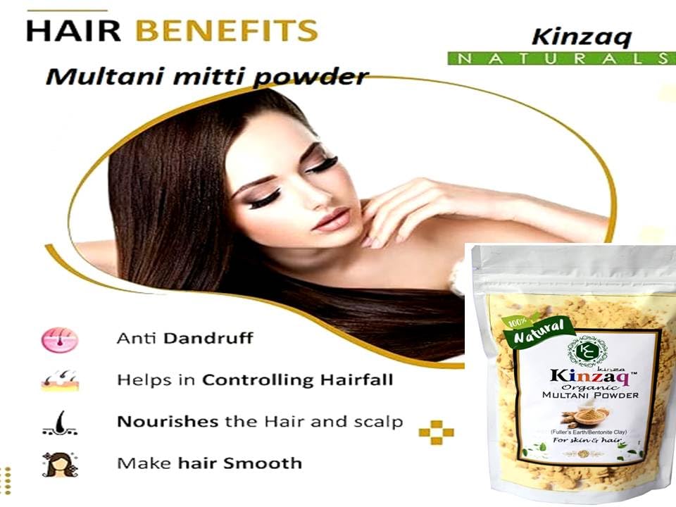 Kinzaq Herbal Amla Hair Powder & Multani Mitti Powder for Skin, Hair & Face Cleansing (Combo Pack 100g Each) - Natural Ayurvedic Beauty Treatment for Glowing Skin & Healthy Hair Growth