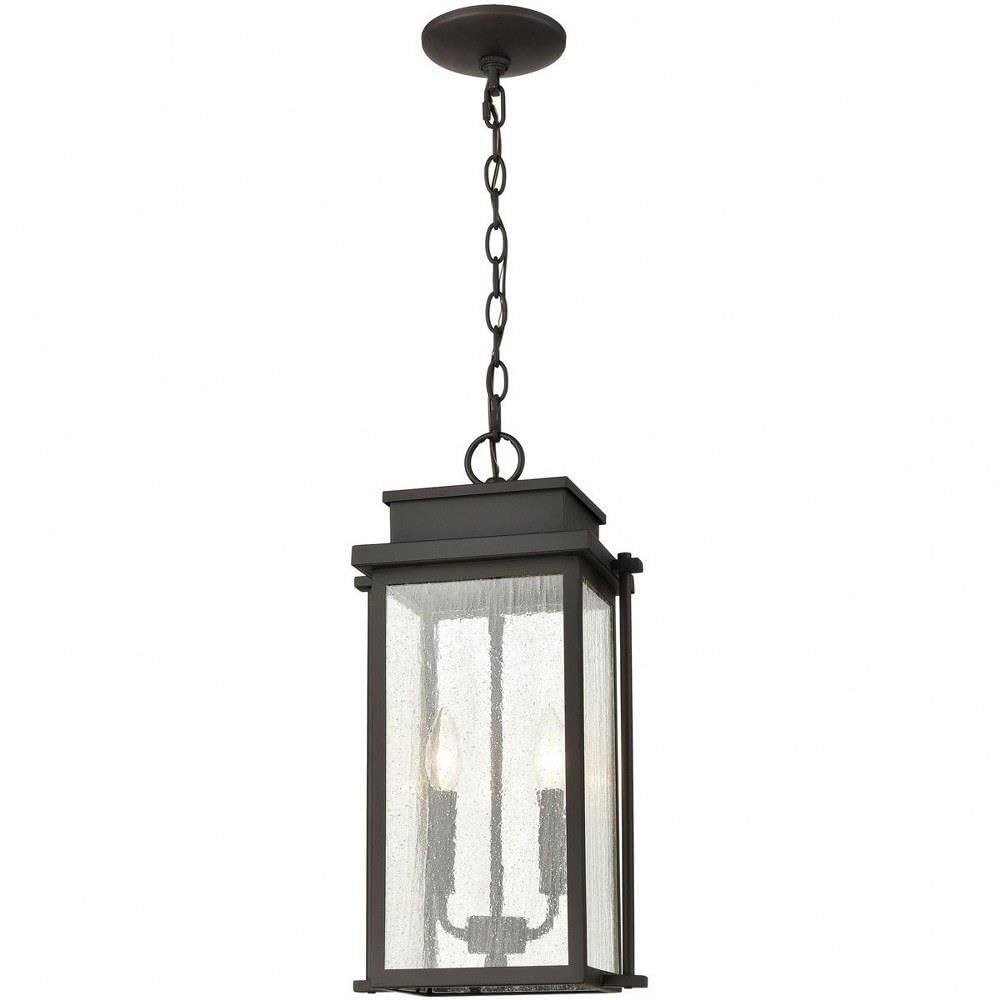 Elk Home Braddock 10-Inch Wide 2-Light Outdoor Pendant Light Fixture in Architectural Bronze - Perfect for Porch, Patio, and Entryway Lighting
