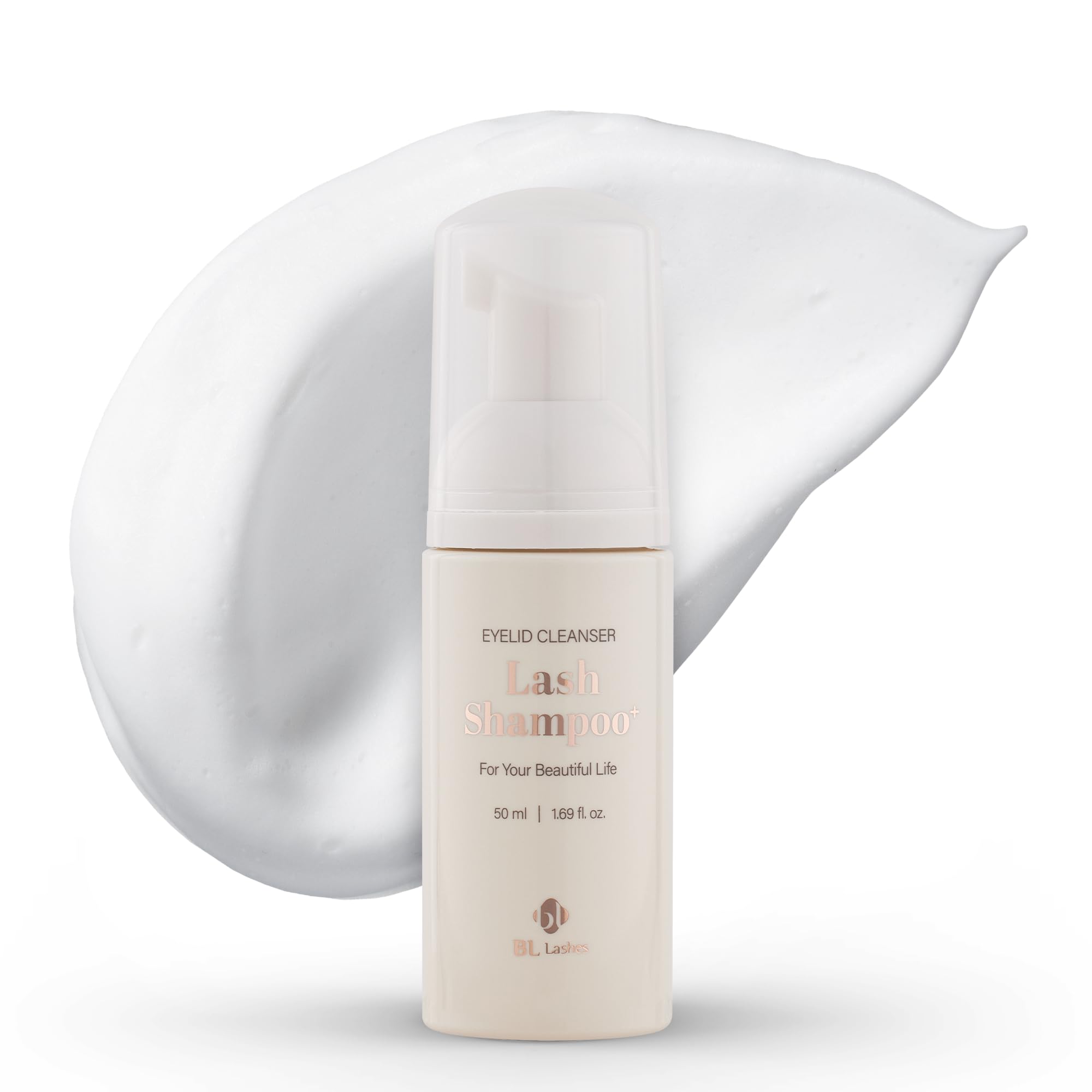 BL Lashes Eyelash Shampoo with Brush - Gentle Foaming Cleanser for Natural & Extension Lashes - Lash Bath & Makeup Remover for Salon & Home Use (50ml) - Perfect for Daily Lash Care & Professional Eyelash Extensions Maintenance