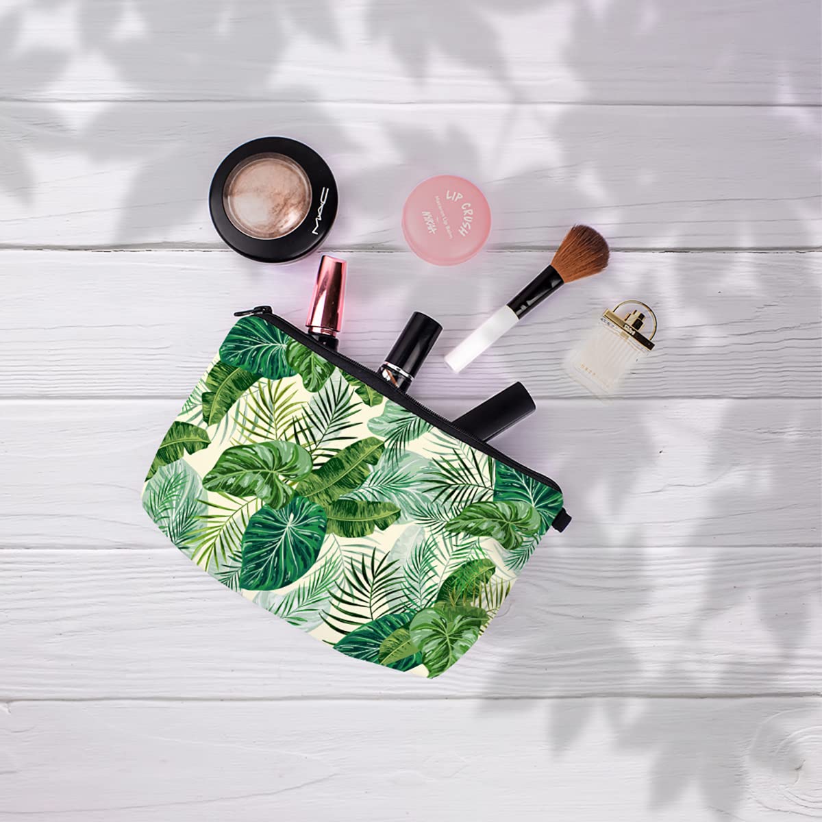 Crazyify The Tropical Vibes Travel Bag - Waterproof Canvas Cosmetic Pouch for Women | Makeup & Toiletry Organizer | Travel Essentials Storage | Perfect for Beach Vacations, Gym & Weekend Getaways