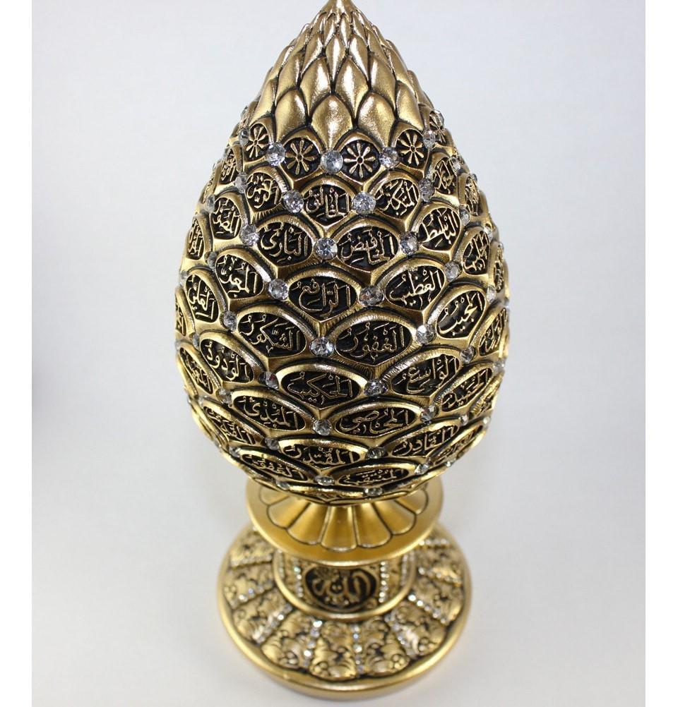 99 Names of Allah Islamic Table Decor - Mini Gold Egg (2944) - Perfect for Ramadan, Eid, Home & Office Decor