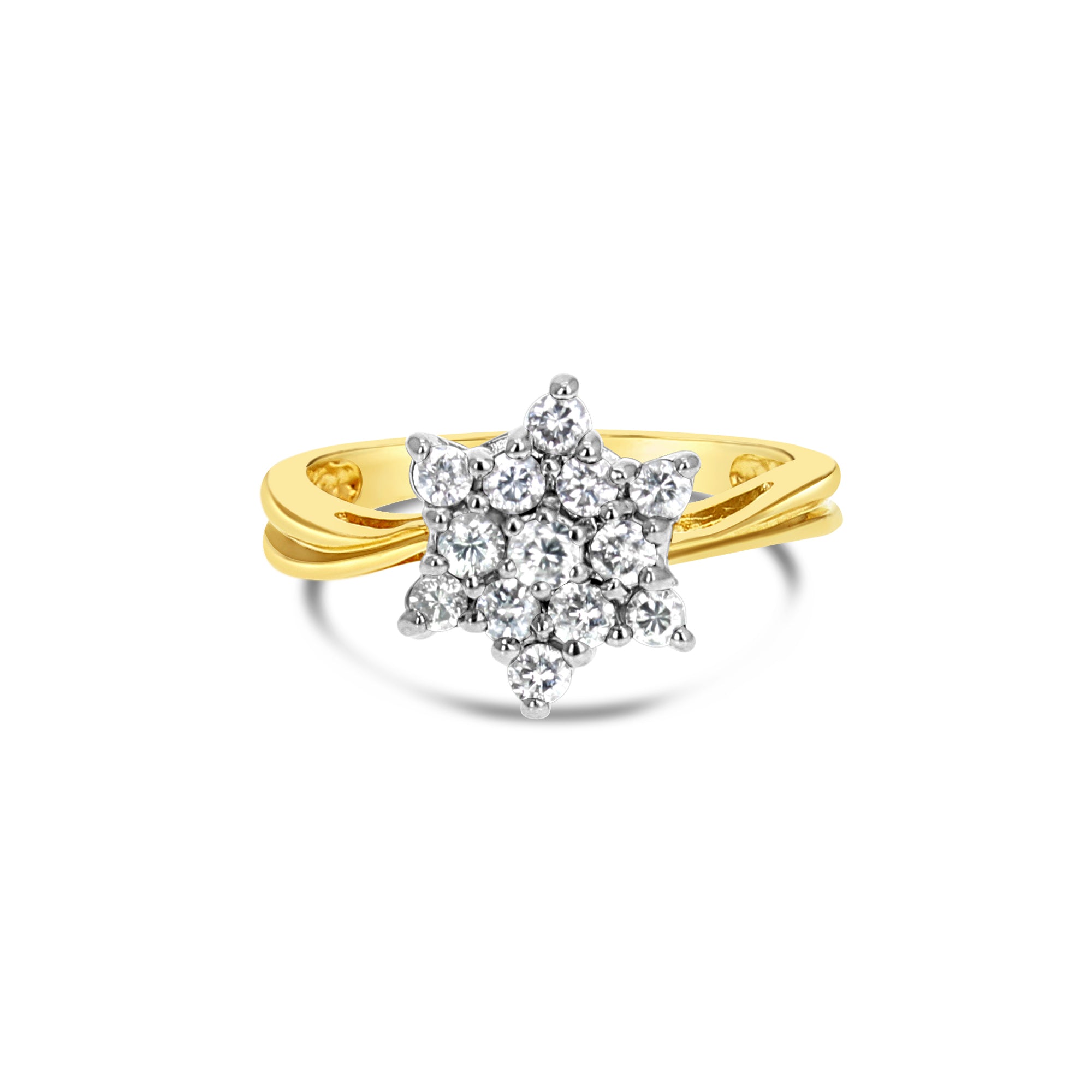 0.75cttw Star Shaped Diamond Cluster Ring in 14k Yellow Gold - Elegant Jewelry for Women, Perfect for Anniversaries, Engagements & Special Occasions