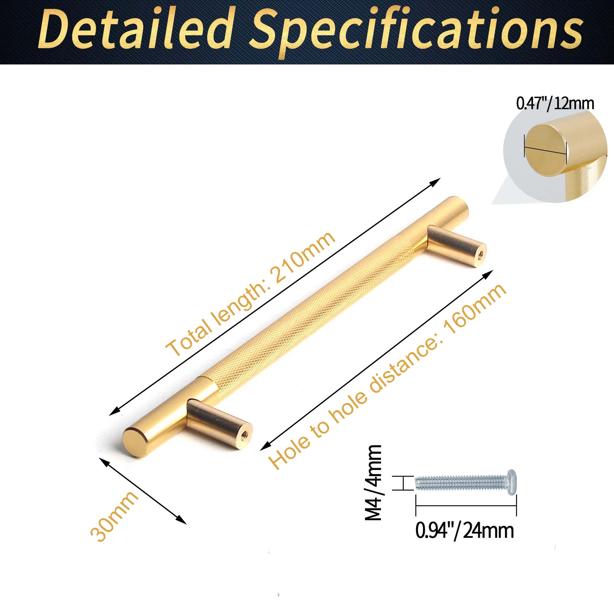 160mm Gold Cabinet Handles - Elegant Drawer Pulls & Knobs for Kitchen, Bathroom, Cupboard & Furniture Hardware | Perfect for Home Renovation & DIY Projects