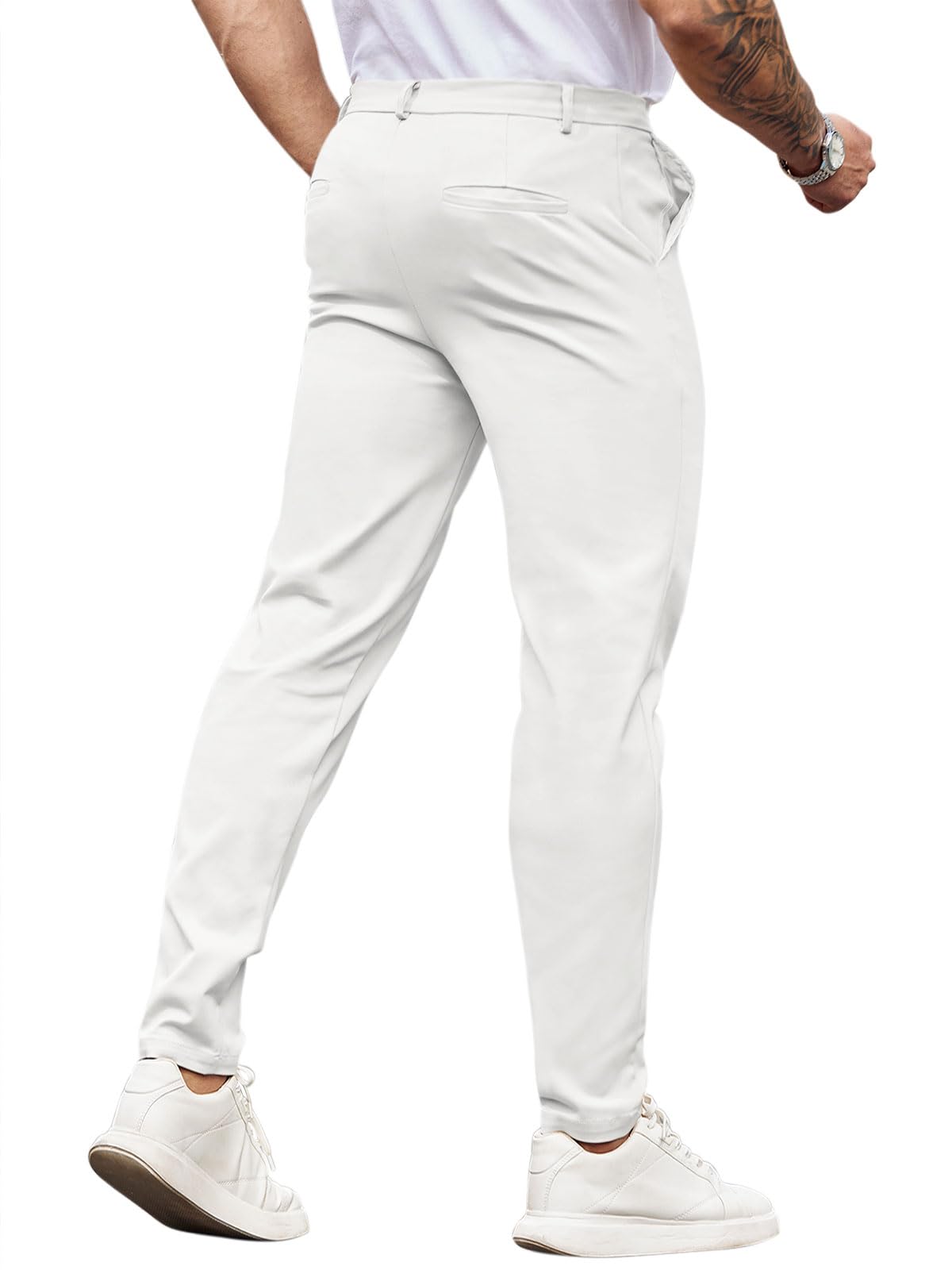 Beotyshow Men's Slim Fit Dress Pants - Stretch Business Casual & Formal Trousers for Office, Golf & Professional Wear | Skinny Fit Comfortable Work Pants