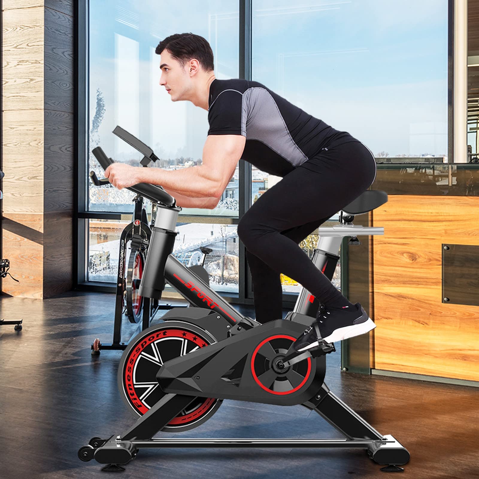 Premium Indoor Cycling Exercise Bike with Comfortable Seat Cushion & Multi-Grip Handlebars - Heavy Flywheel Stationary Bike for Home Gym Workouts (Black) | Perfect for Cardio Training, Weight Loss & Indoor Fitness