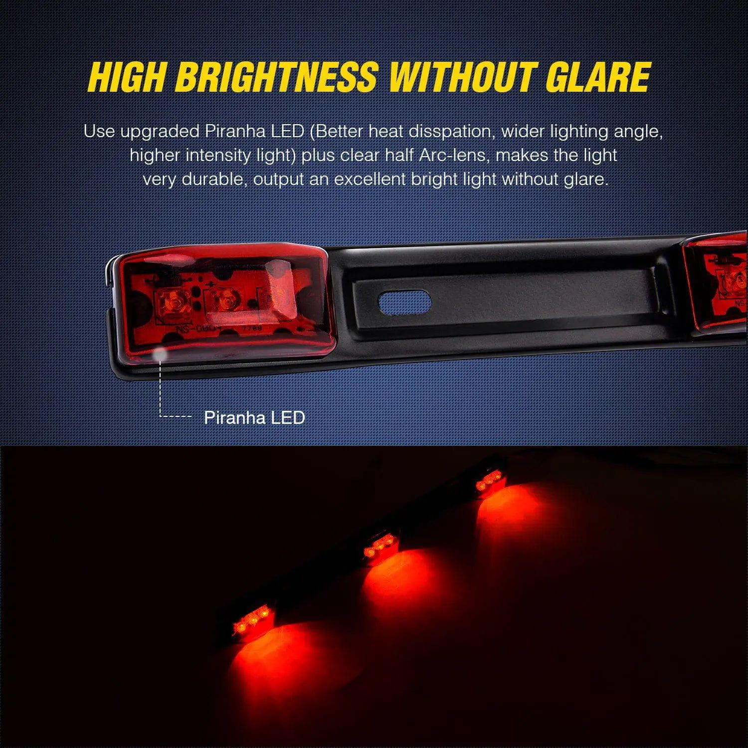 14 Inch 9 LEDs Red Trailer Light ID Bar - Heavy Duty Truck & Trailer Safety Lighting for Night Driving & Road Visibility